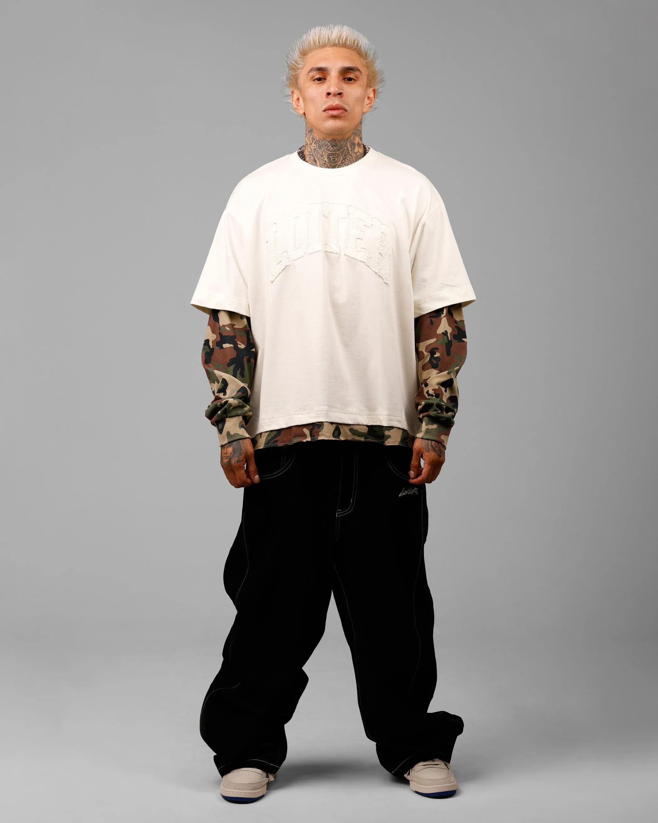 Loiter Impact Long Sleeve T-Shirt Washed White/Camo sold by Culture Kings product image thumbnail 3