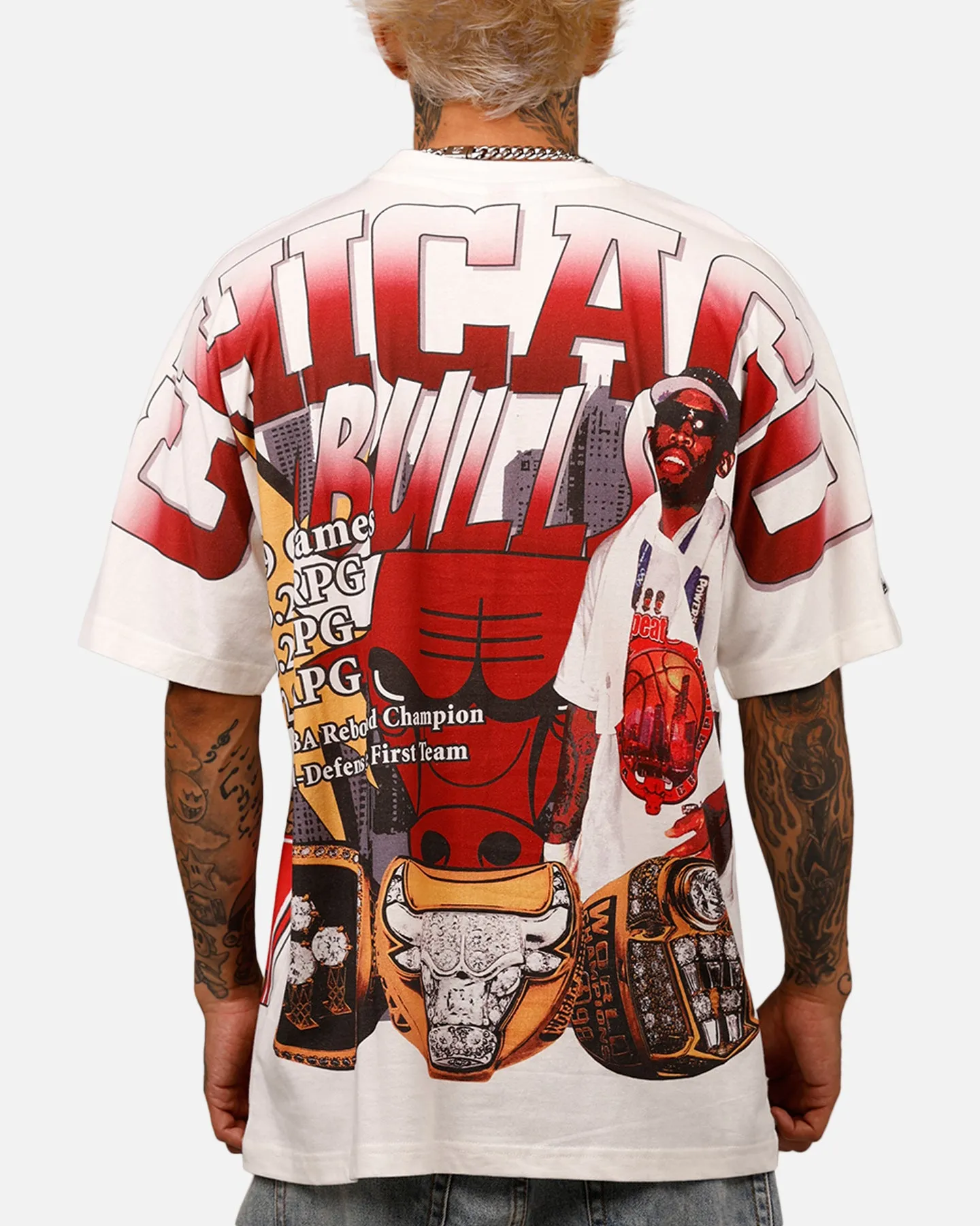 Mitchell & Ness Chicago Bulls Dennis Rodman Rings T-Shirt Vintage White sold by Culture Kings product image thumbnail 2