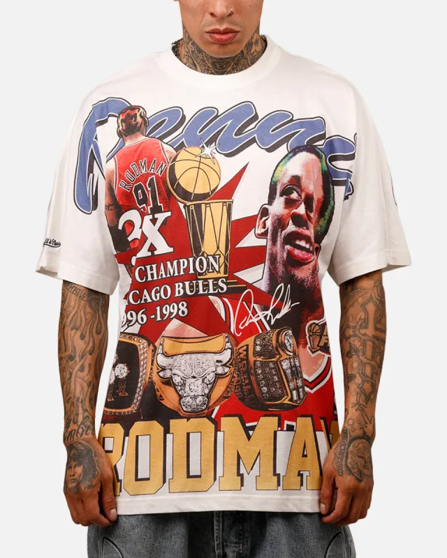 Mitchell & Ness Chicago Bulls Dennis Rodman Rings T-Shirt Vintage White sold by Culture Kings