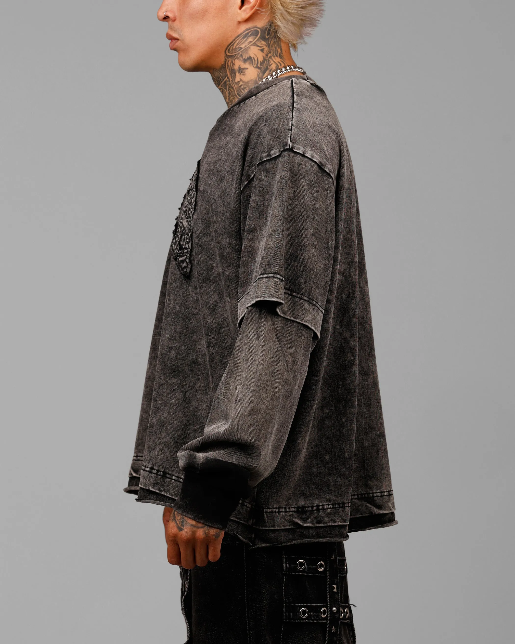 Loiter Impact Long Sleeve T-Shirt Washed Black/White sold by Culture Kings product image thumbnail 5