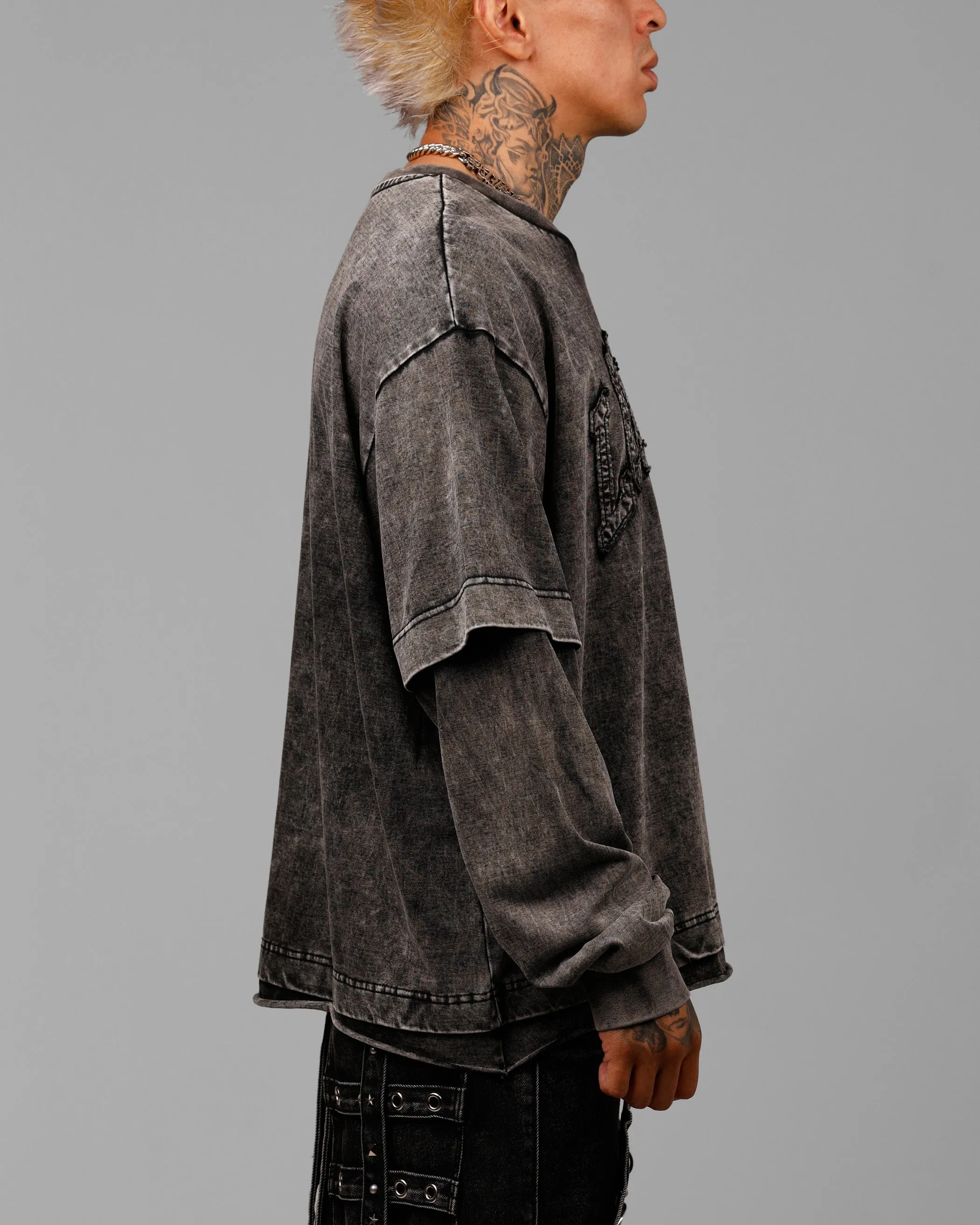 Loiter Impact Long Sleeve T-Shirt Washed Black/White sold by Culture Kings product image thumbnail 4