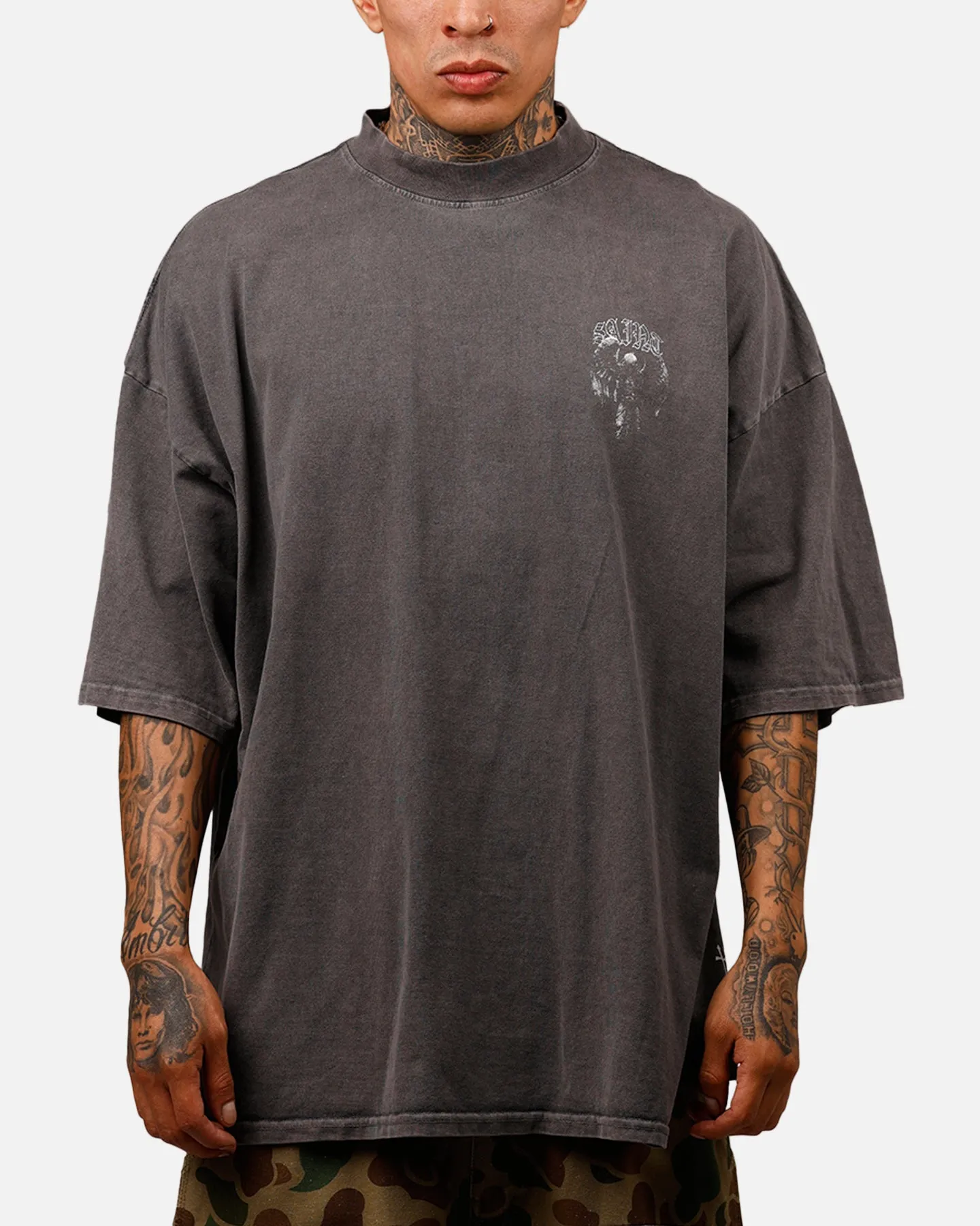 Saint Morta Baptista Mock Neck T-Shirt Washed Charcoal sold by Culture Kings product image thumbnail 2