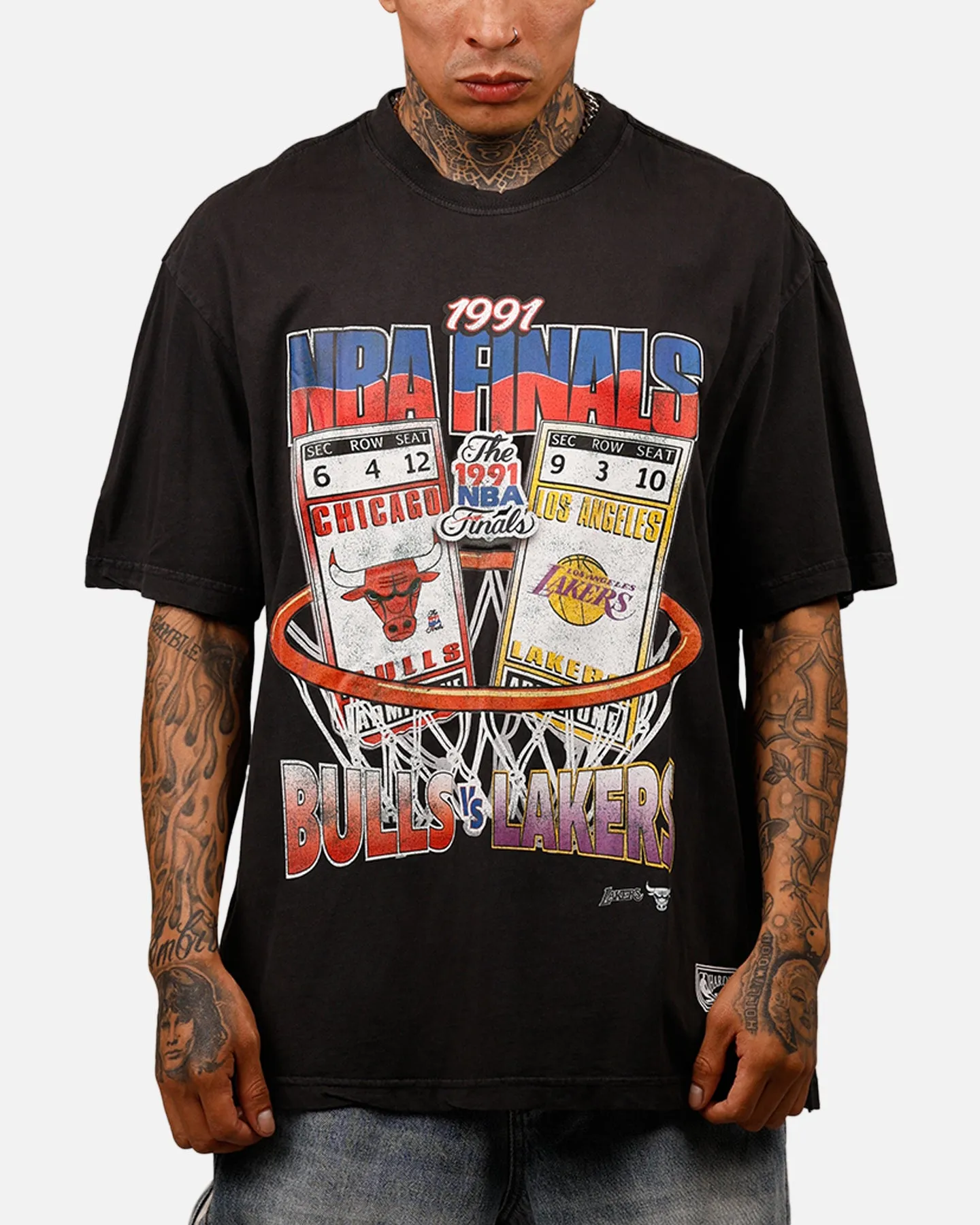 Mitchell & Ness Chicago Bulls Vs Los Angeles Lakers Stub T-Shirt Overdyed Black sold by Culture Kings