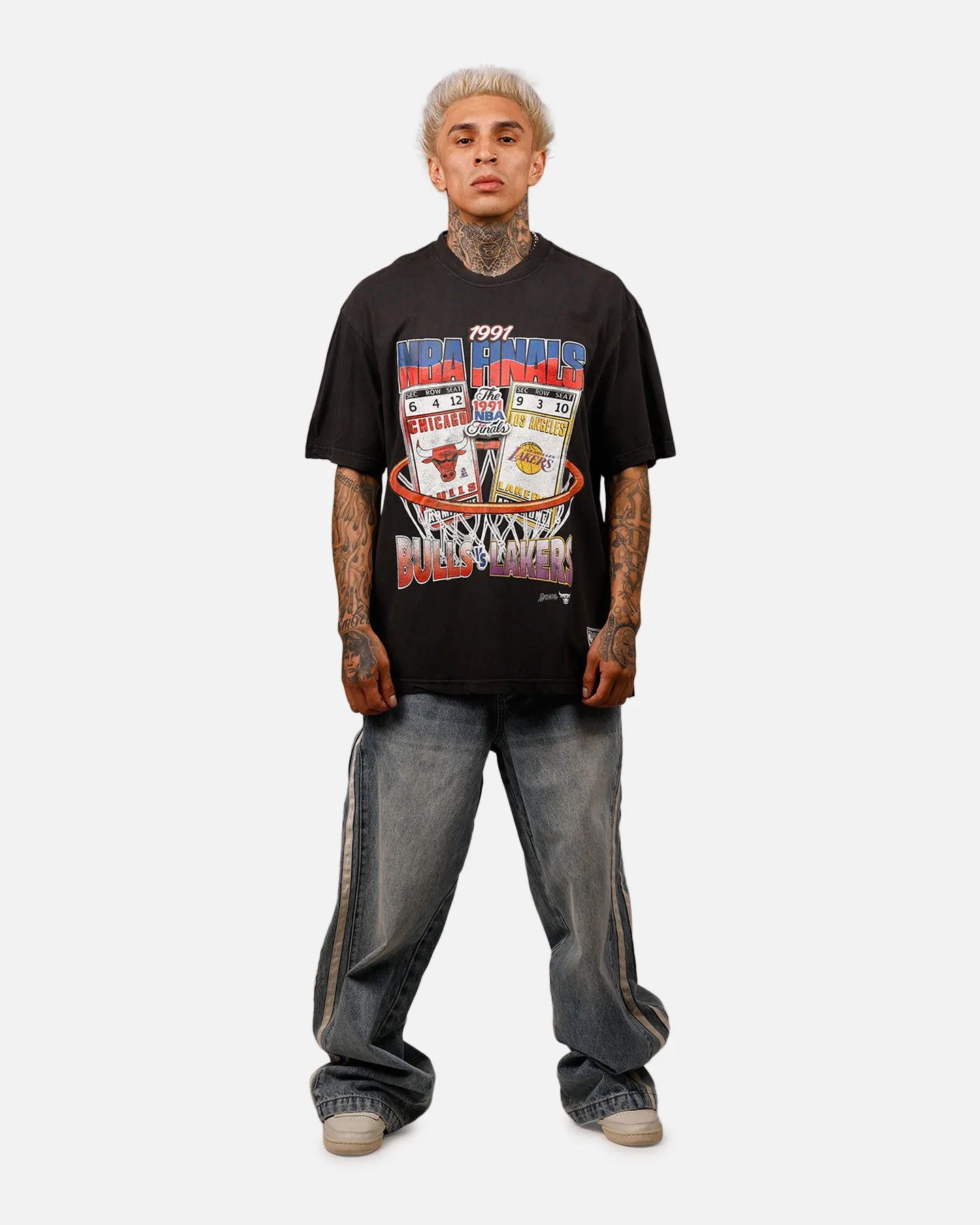 Mitchell & Ness Chicago Bulls Vs Los Angeles Lakers Stub T-Shirt Overdyed Black sold by Culture Kings product image thumbnail 3