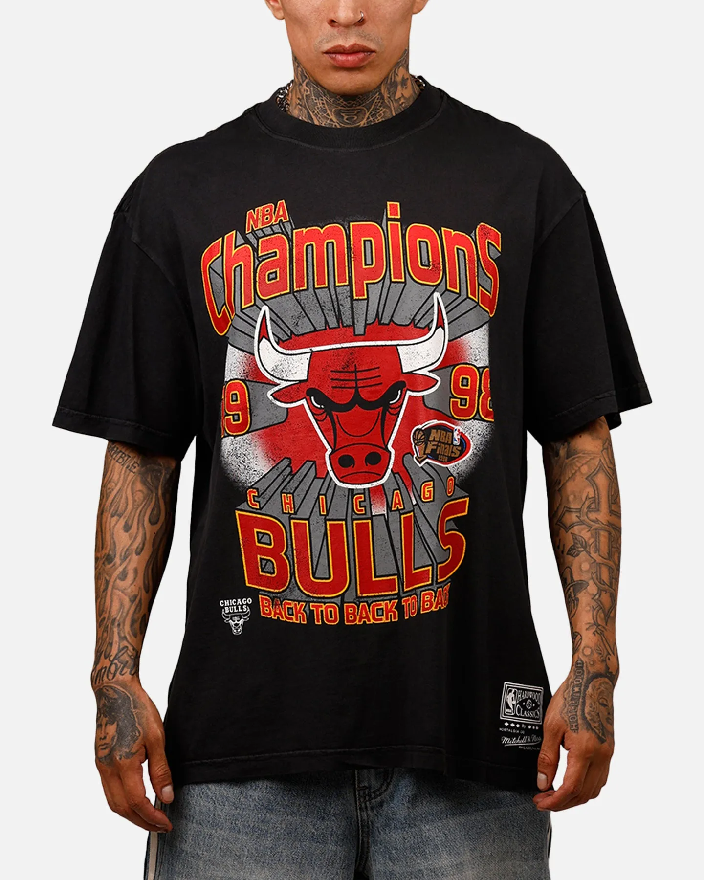 Mitchell & Ness Chicago Bulls Explode Champions T-Shirt Overdyed Black sold by Culture Kings product image thumbnail 2