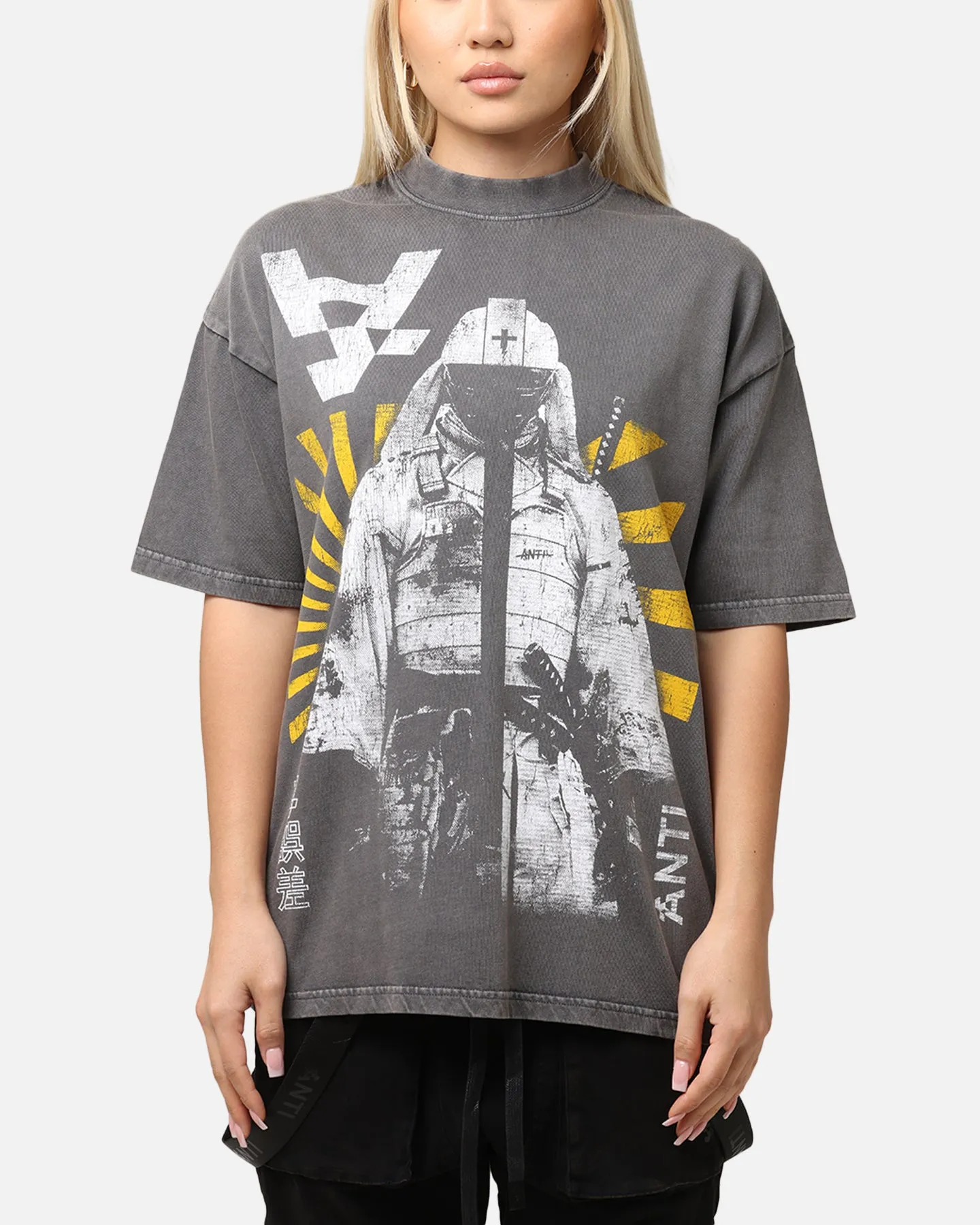 The Anti Order Legion Mock Neck T-Shirt Washed Charcoal sold by Culture Kings