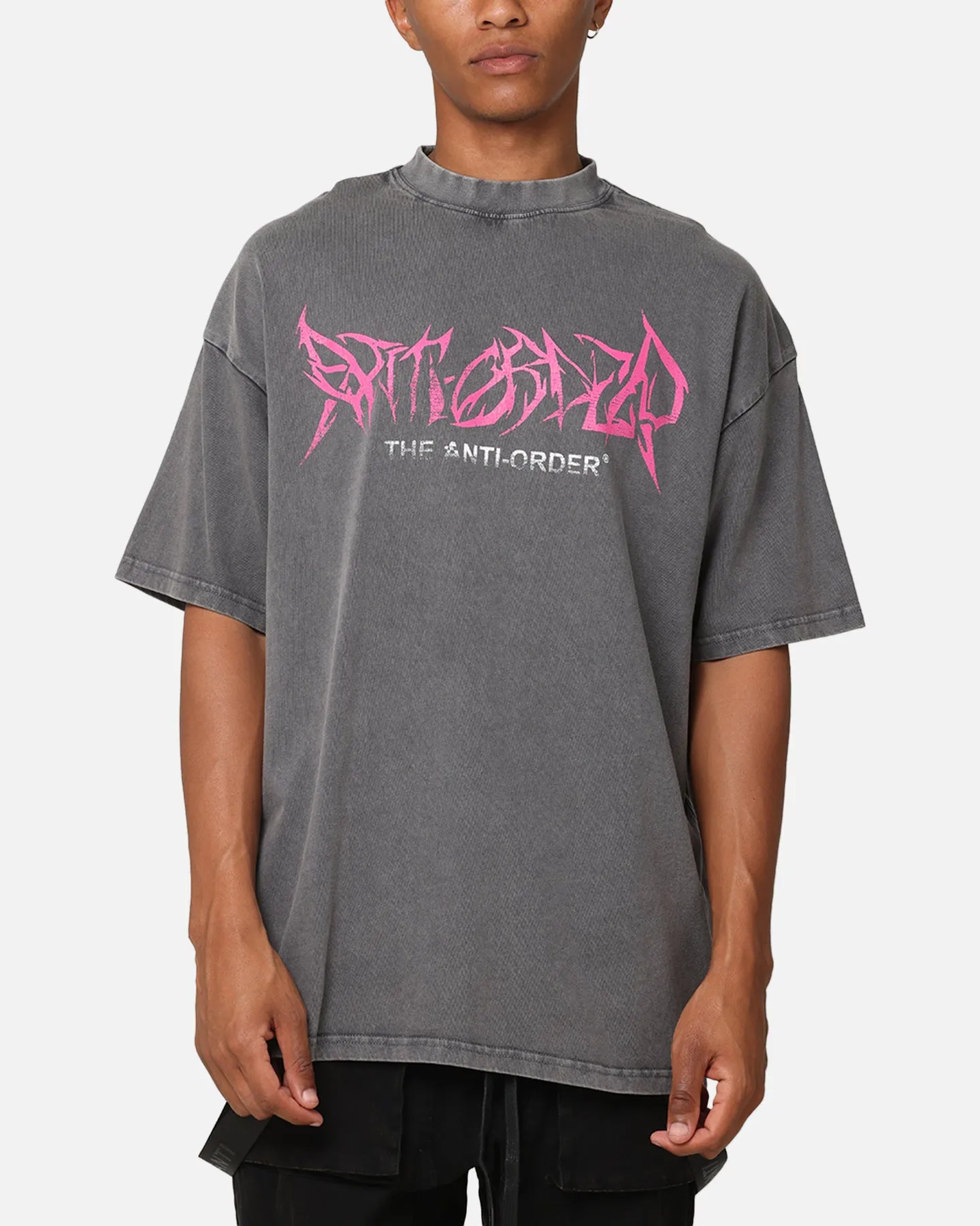 The Anti Order GHXST Mock Neck T-Shirt Washed Charcoal sold by Culture Kings