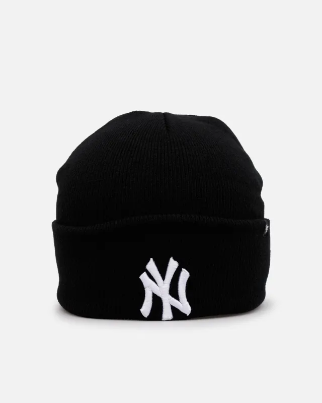 47 Brand New York Yankees Haymaker Cuff Knit Beanie Black/White sold by Culture Kings