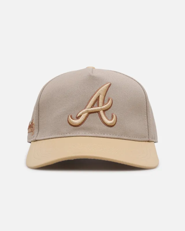 Pro Standard Atlanta Braves 'Gramercy' Pinch Front Strapback Taupe sold by Culture Kings