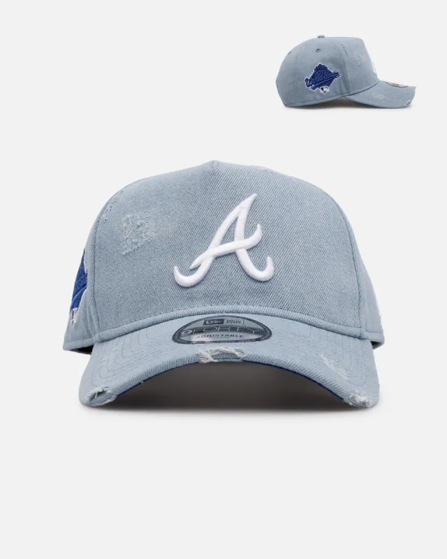 New Era Atlanta Braves 'Distressed Denim' 9FORTY A-Frame Snapback Light Wash Denim made by New Era