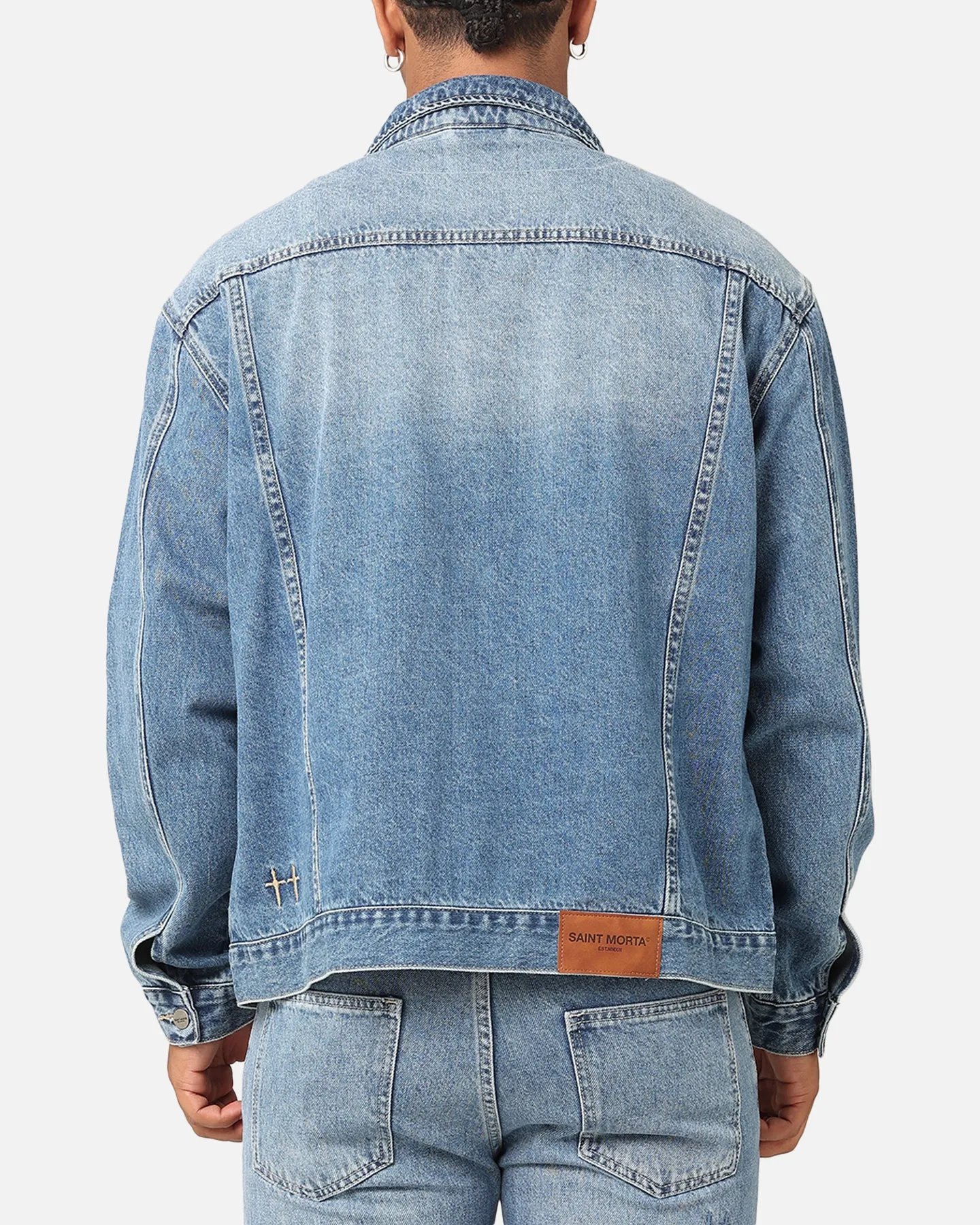 Saint Morta Denim Trucker Jacket Mid Blue Denim sold by Culture Kings product image thumbnail 3