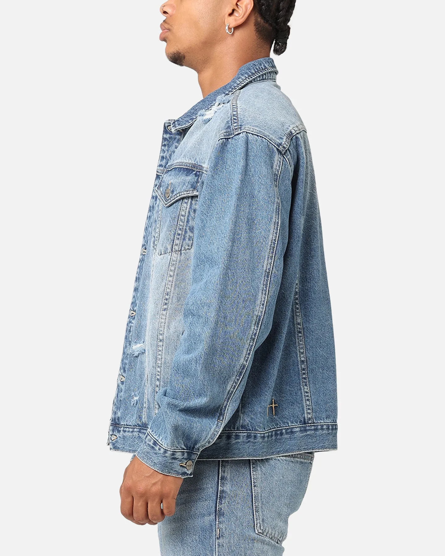 Saint Morta Denim Trucker Jacket Mid Blue Denim sold by Culture Kings product image thumbnail 5
