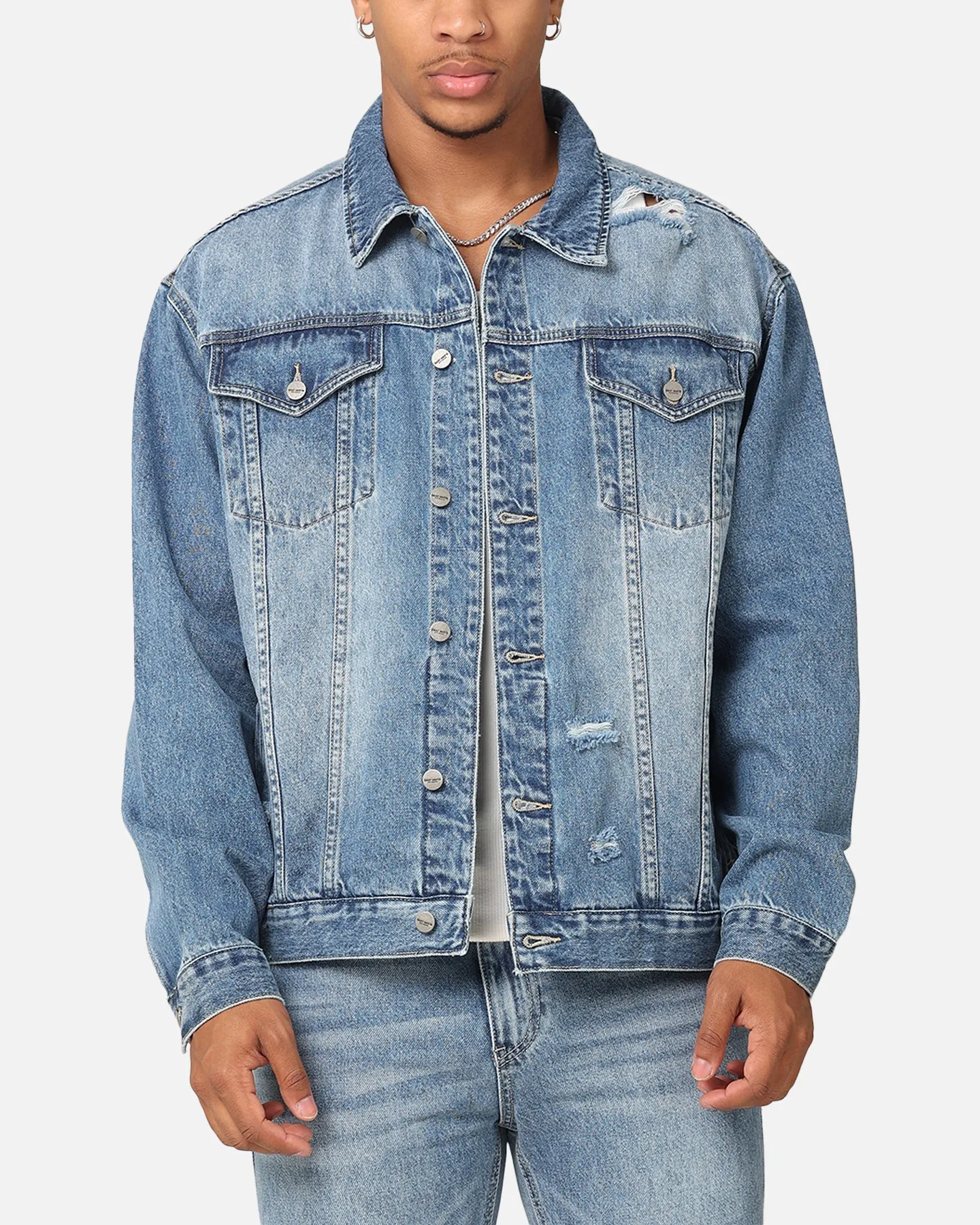 Saint Morta Denim Trucker Jacket Mid Blue Denim sold by Culture Kings