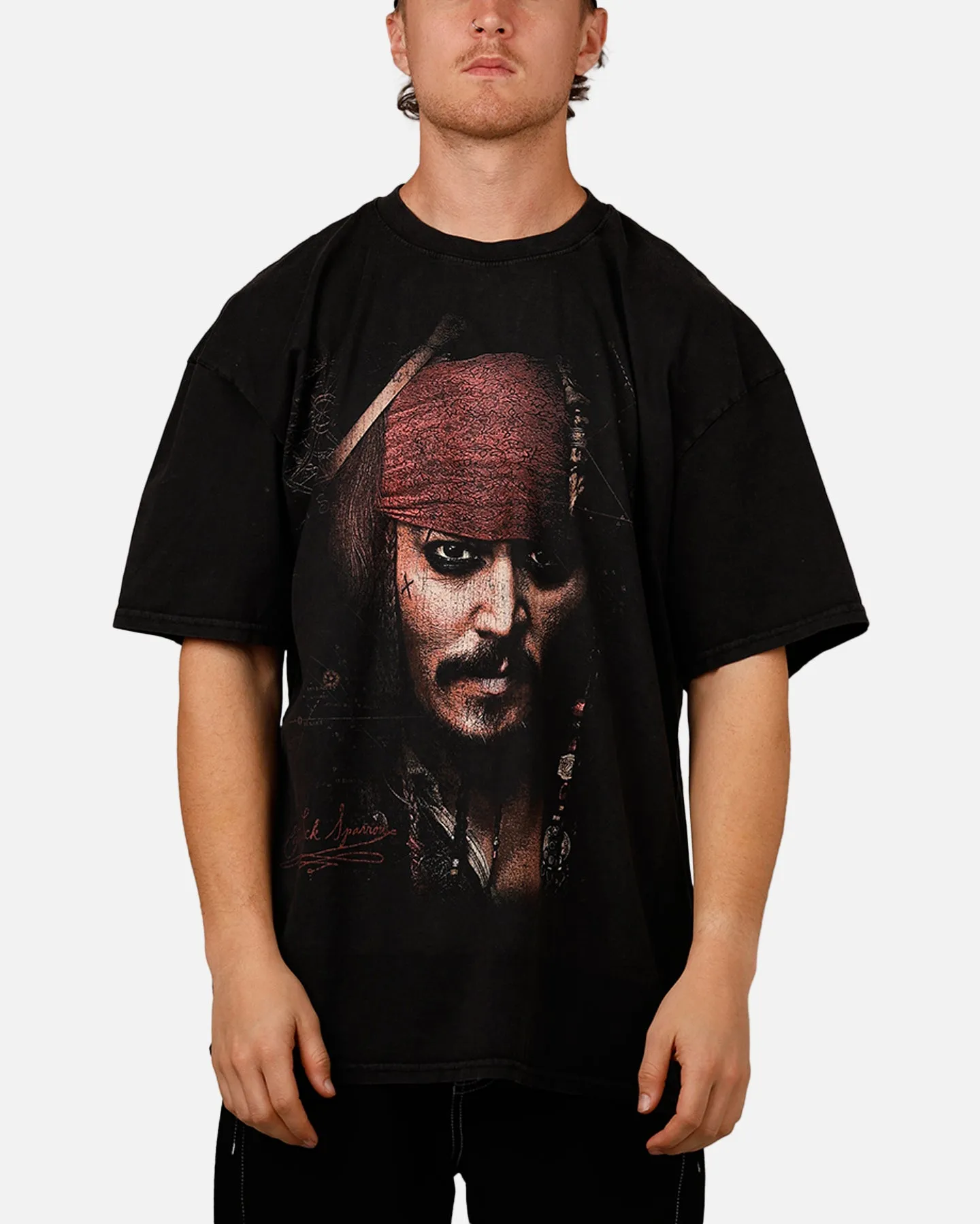 Goat Crew Disney Pirates Of The Caribbean Jack Sparrow Vintage T-Shirt Black Acidwash sold by Culture Kings