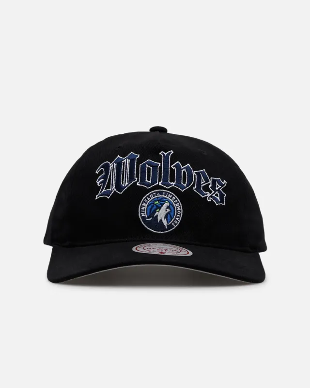 Mitchell & Ness Minnesota Timberwolves 'Old English' Caddy Fit Snapback Black sold by Culture Kings