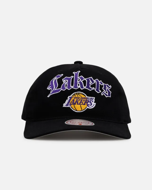 Mitchell & Ness Los Angeles Lakers 'Old English' Caddy Fit Snapback Black sold by Culture Kings