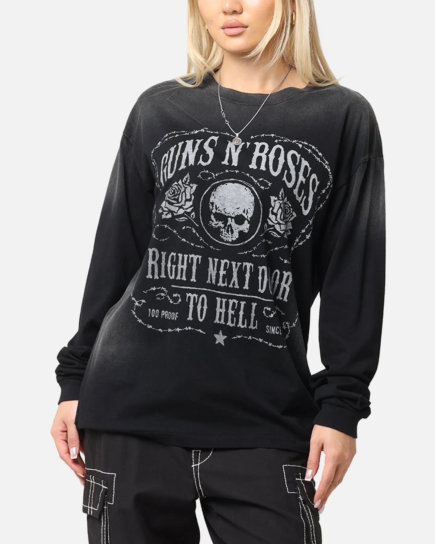 Guns N Roses Next Door To Hell Long Sleeve T-Shirt Washed Black sold by Culture Kings