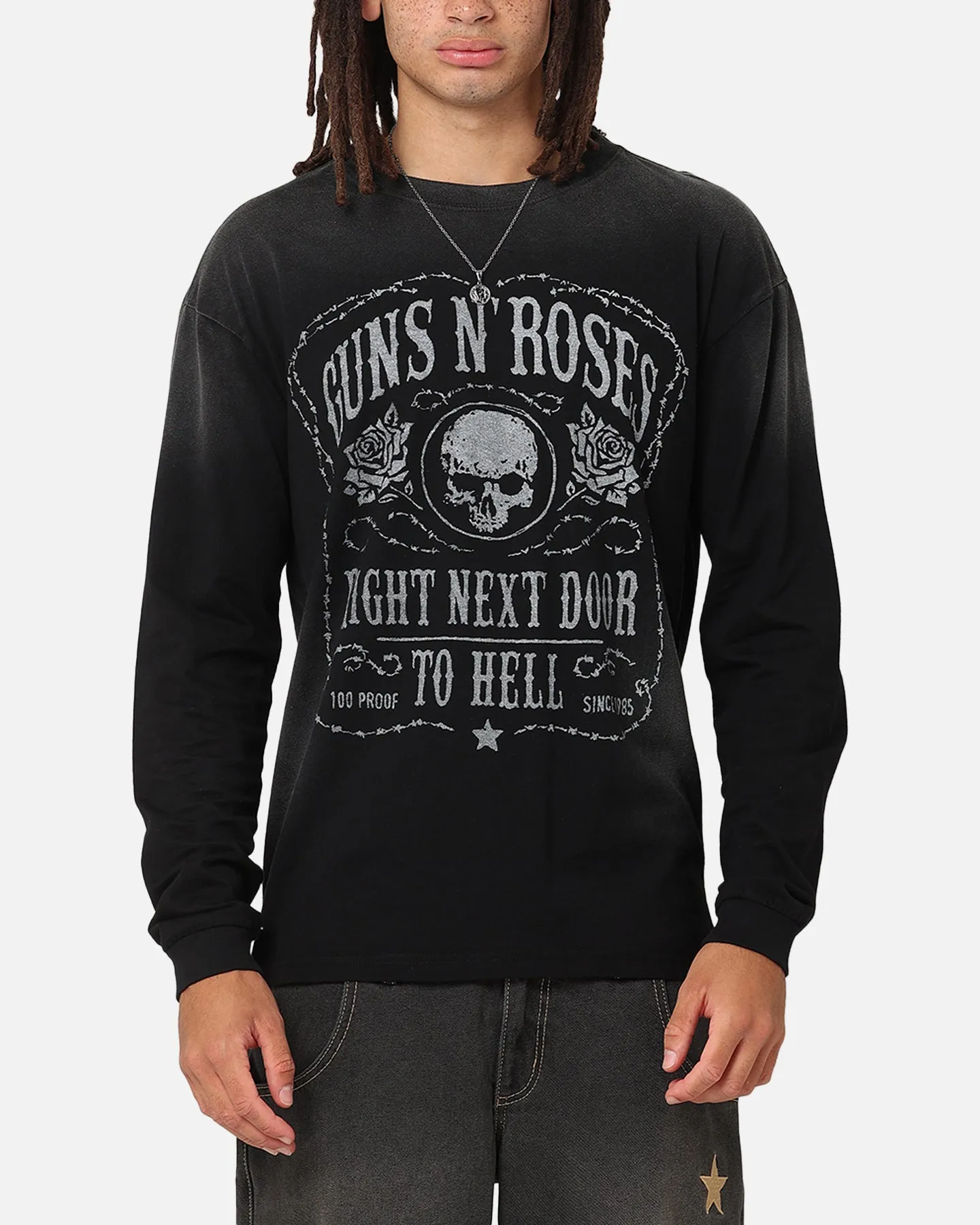 Guns N Roses Next Door To Hell Long Sleeve T-Shirt Washed Black sold by Culture Kings
