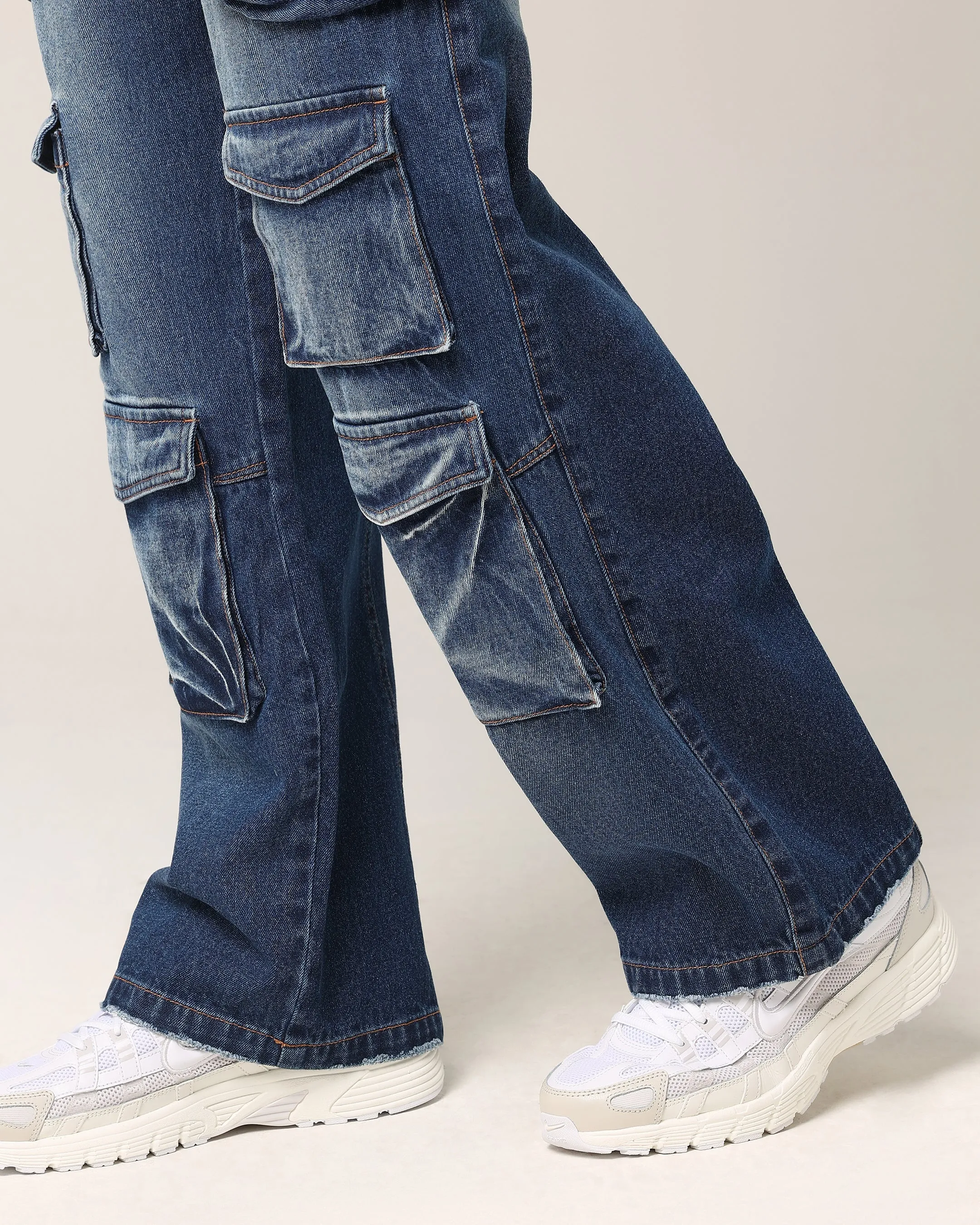 Saint Morta Baggy Cargo Pants Dark Blue Denim sold by Culture Kings product image thumbnail 4