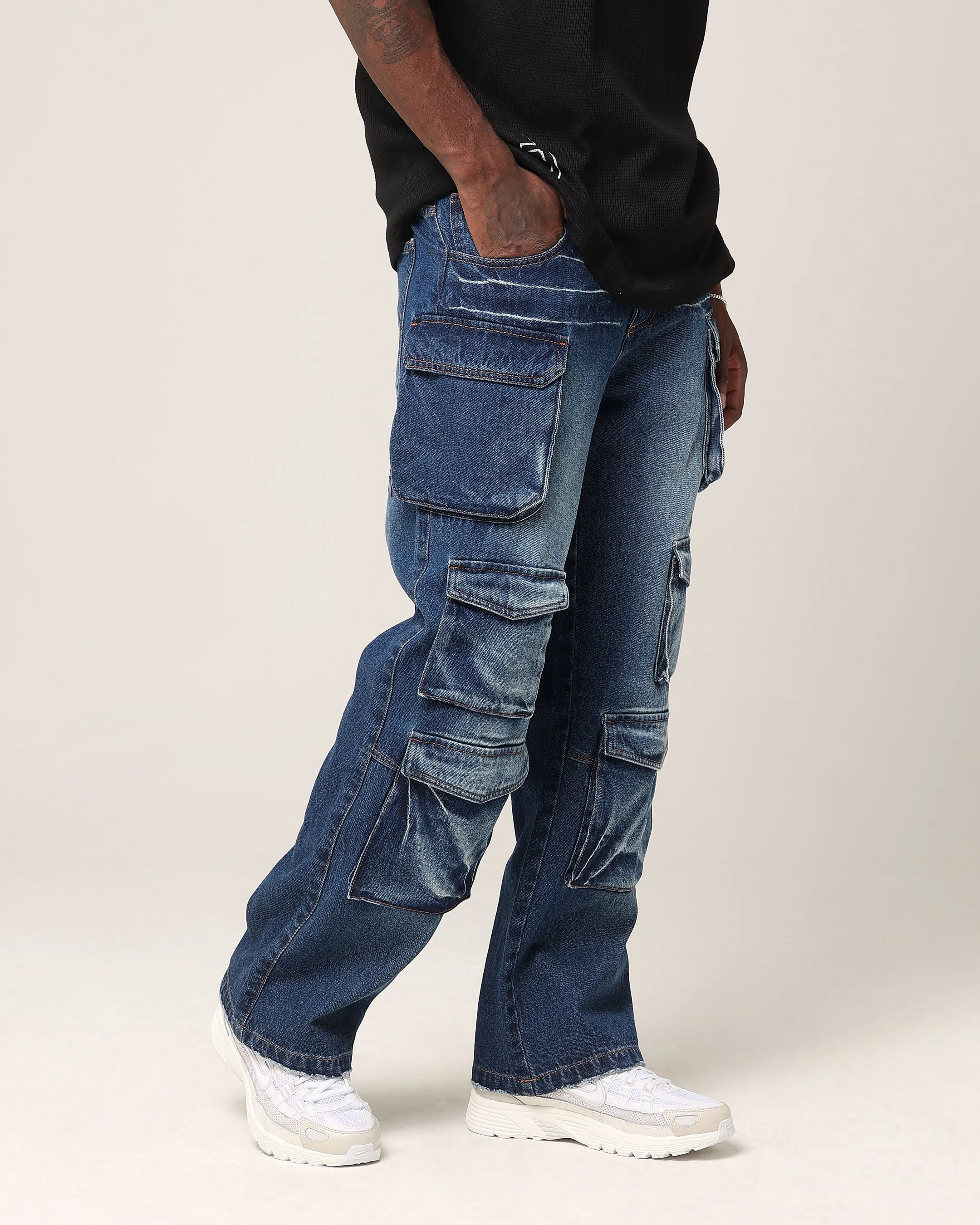 Saint Morta Baggy Cargo Pants Dark Blue Denim sold by Culture Kings product image thumbnail 5