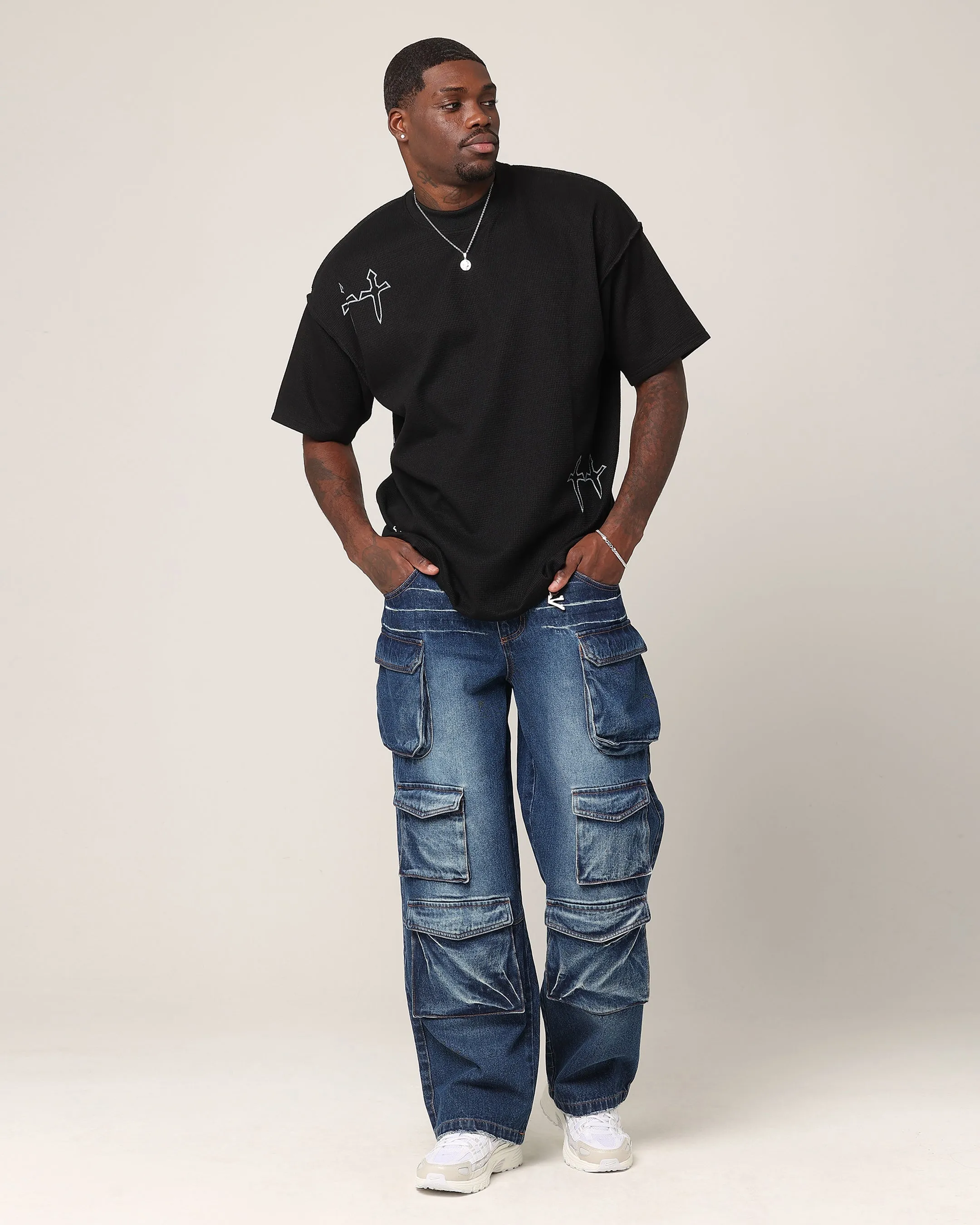 Saint Morta Baggy Cargo Pants Dark Blue Denim sold by Culture Kings product image thumbnail 2