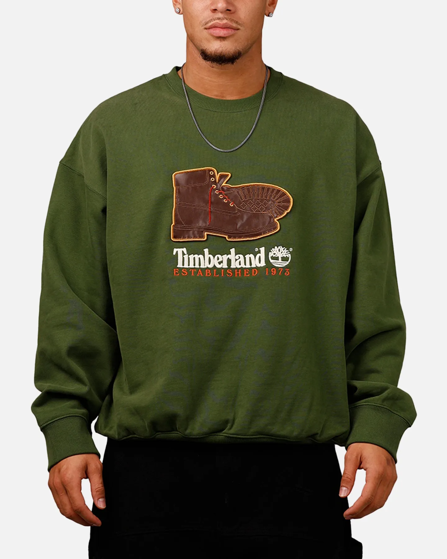 Timberland Badge Crewneck Forest Green sold by Culture Kings