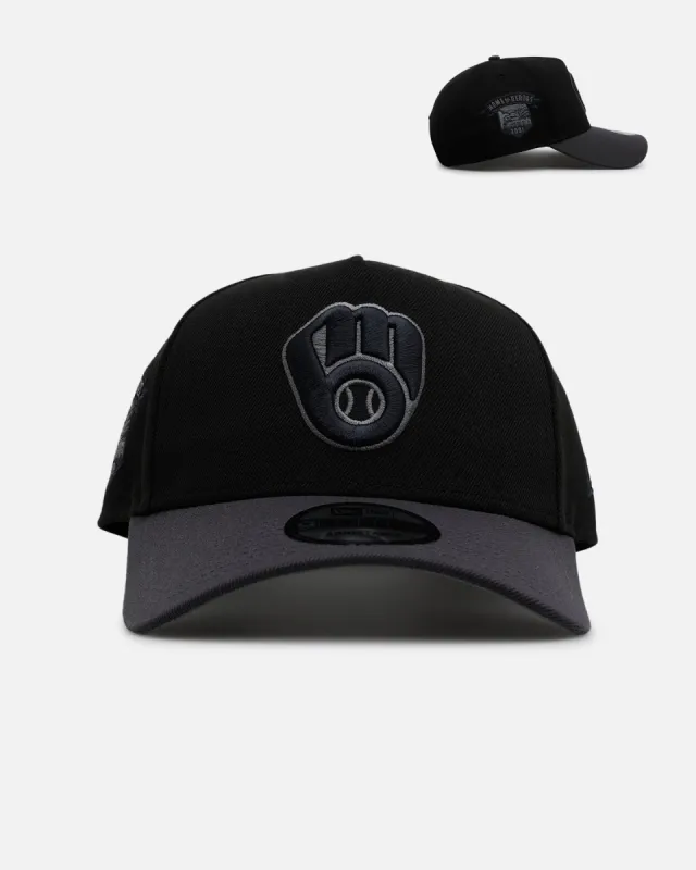 New Era Milwaukee Brewers 'Stealth' 9FORTY A-Frame Snapback Black/Charcoal sold by Culture Kings