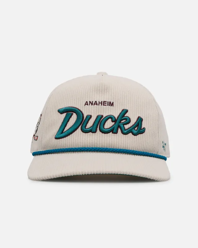 47 Brand Anaheim Ducks 'Natural Script' Premium Hitch Corduroy Snapback Natural sold by Culture Kings