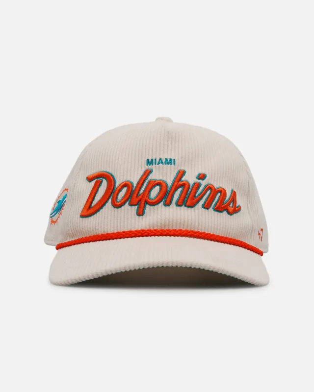 47 Brand Miami Dolphins 'Natural Script' Premium Hitch Corduroy Snapback Natural sold by Culture Kings