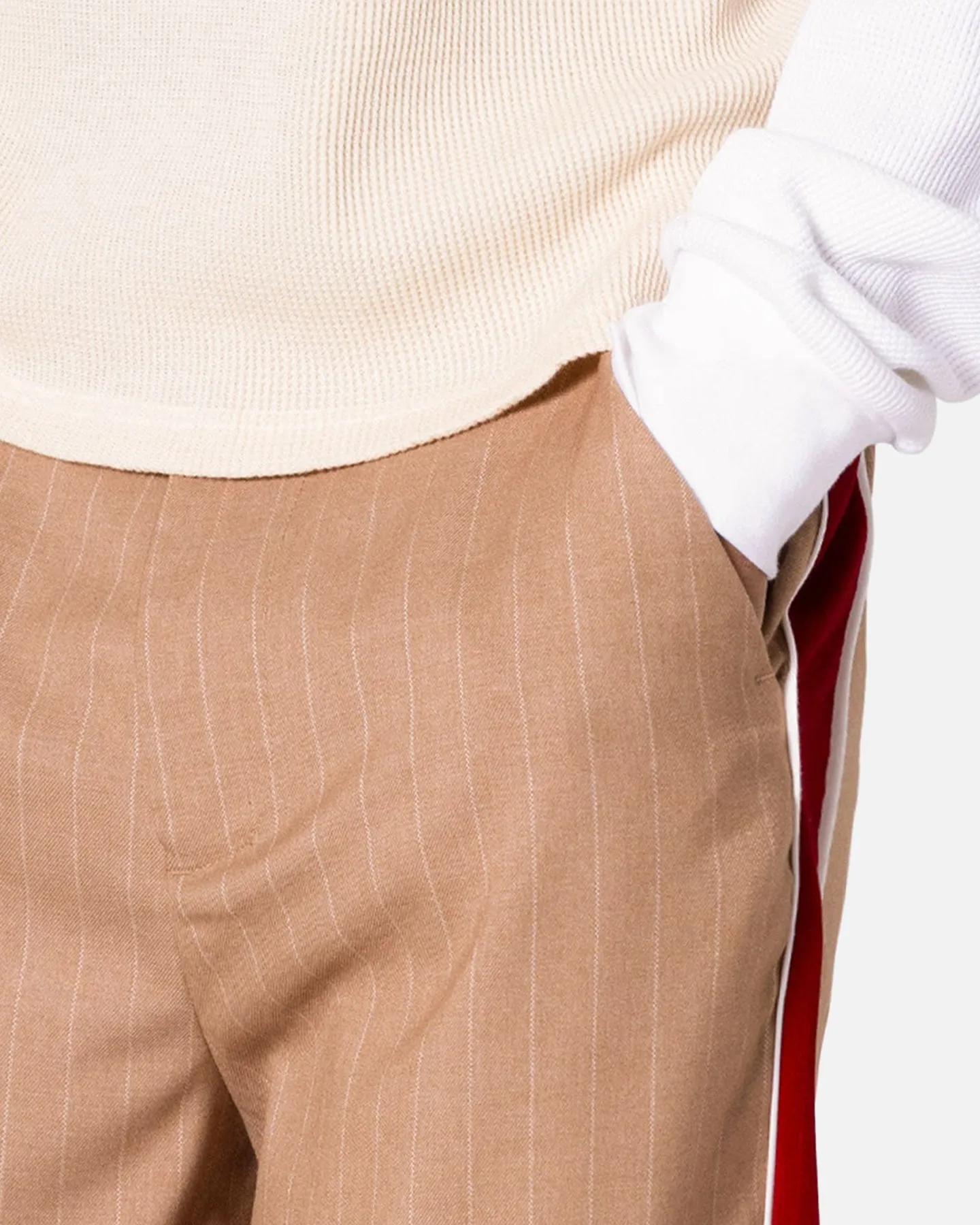 MNML Pinstripe Velvet Trim Pants Tan sold by Culture Kings product image thumbnail 5