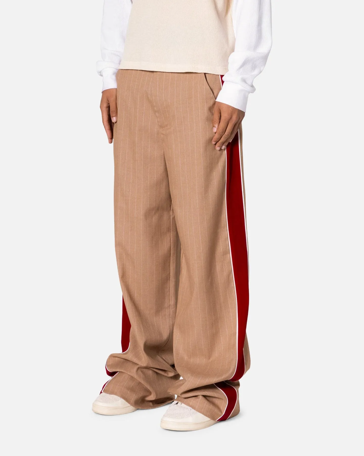 MNML Pinstripe Velvet Trim Pants Tan sold by Culture Kings product image thumbnail 2