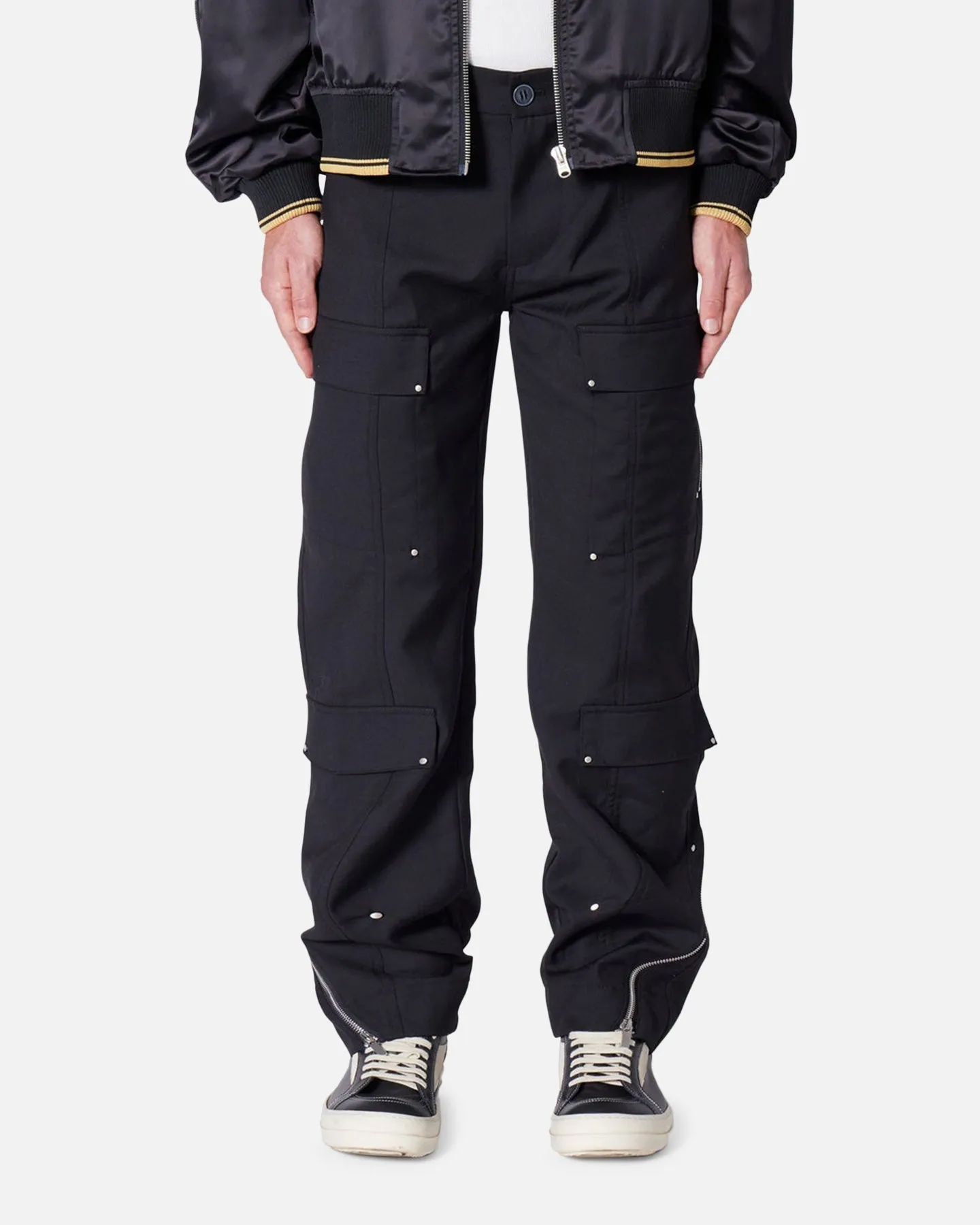 MNML Angled Zip Cargo Pants Black sold by Culture Kings