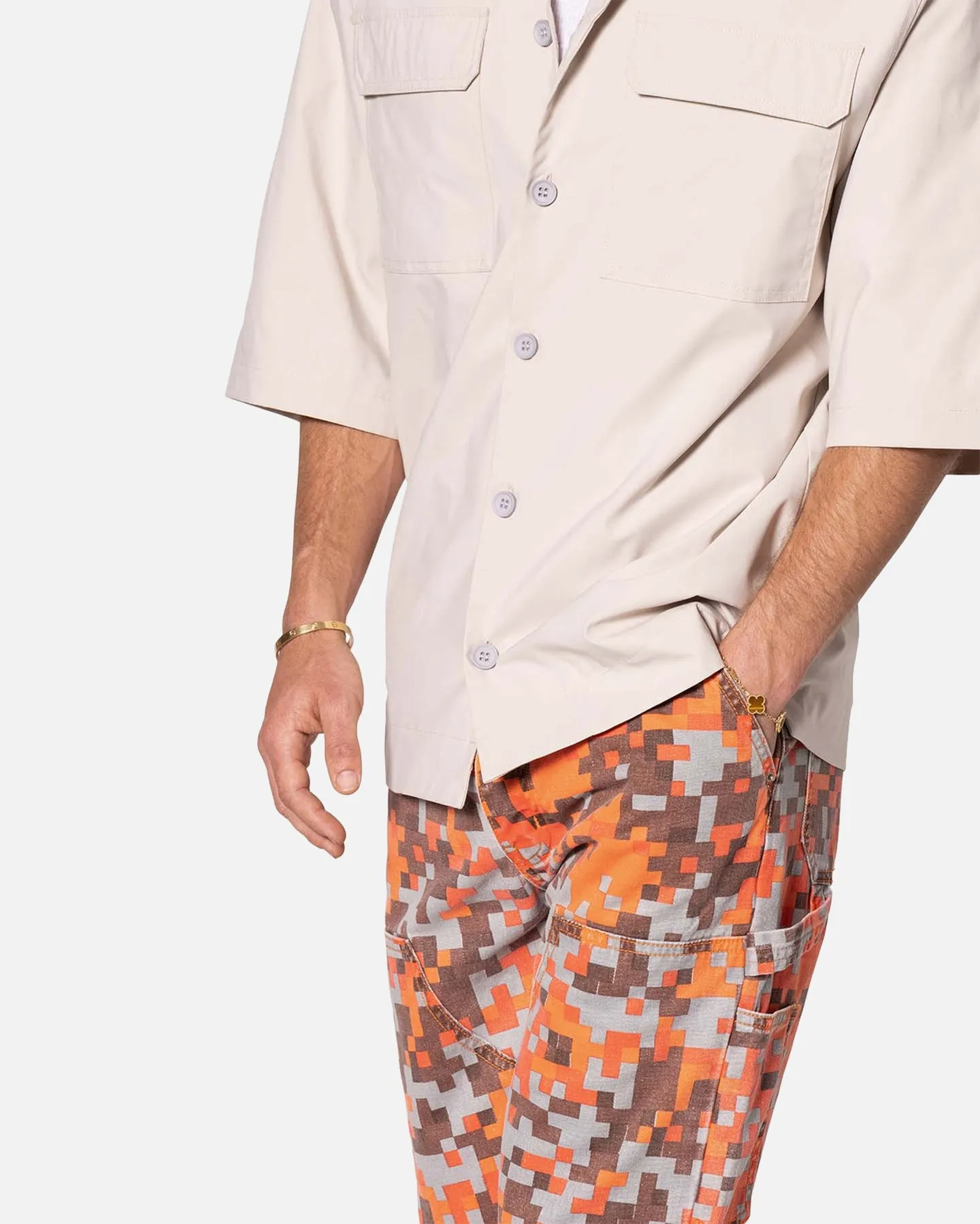 MNML Lined Woven Nylon Button Up Shirt Stone sold by Culture Kings product image thumbnail 5