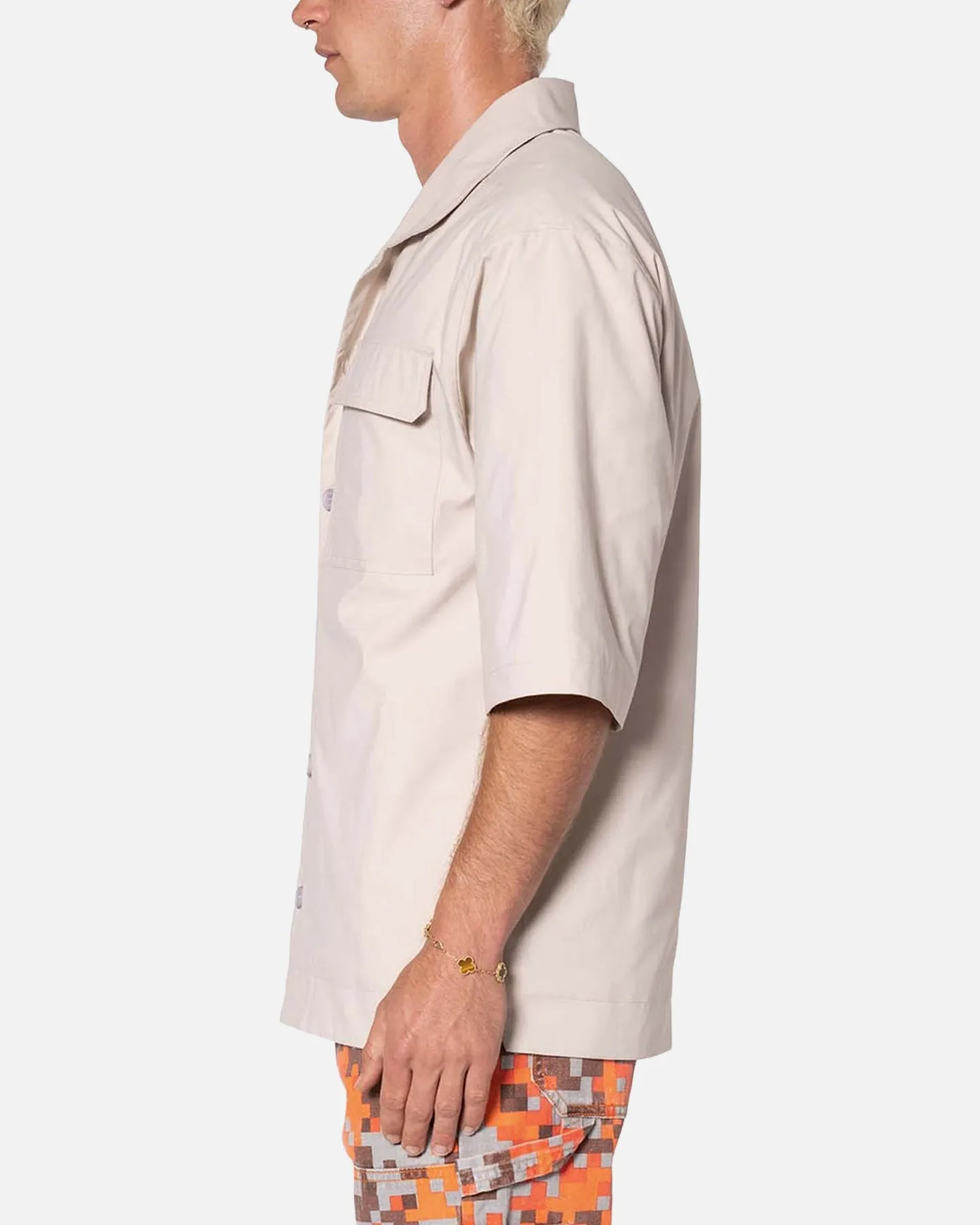 MNML Lined Woven Nylon Button Up Shirt Stone sold by Culture Kings product image thumbnail 3