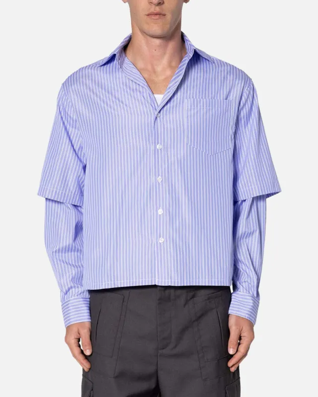 MNML Double Layer Pinstripe Shirt Blue sold by Culture Kings
