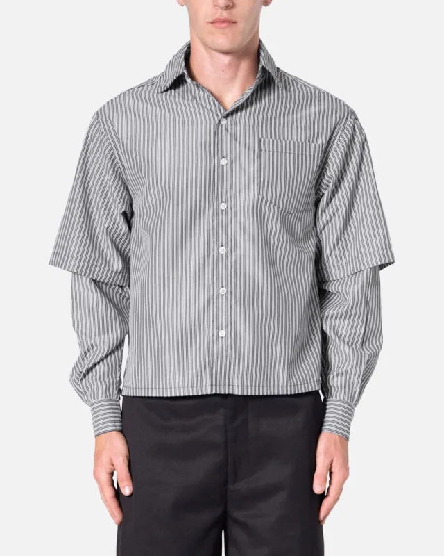 MNML Double Layer Pinstripe Shirt Black sold by Culture Kings
