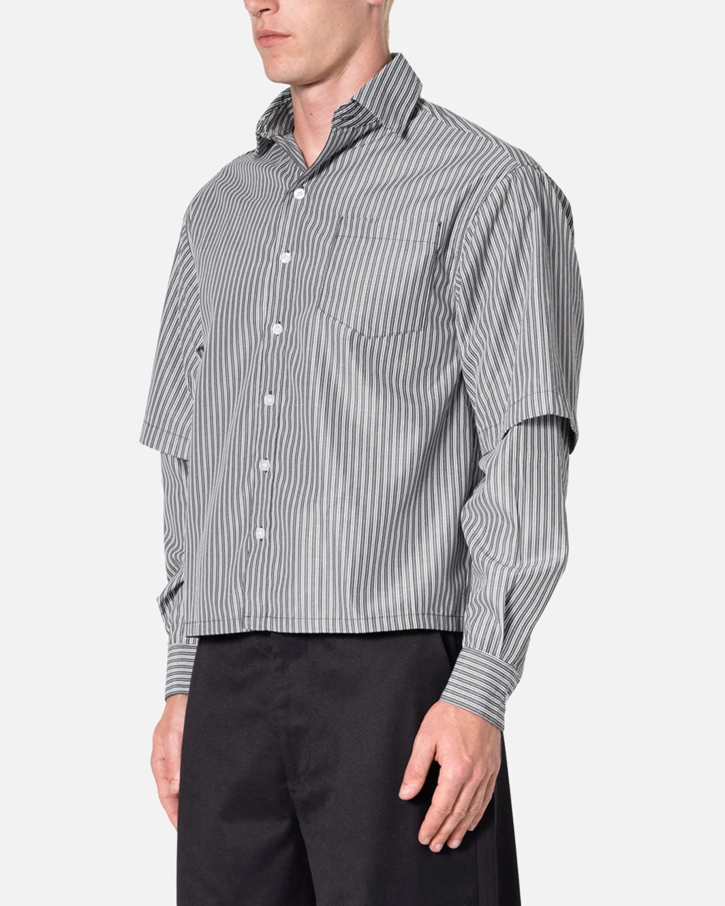 MNML Double Layer Pinstripe Shirt Black sold by Culture Kings product image thumbnail 2