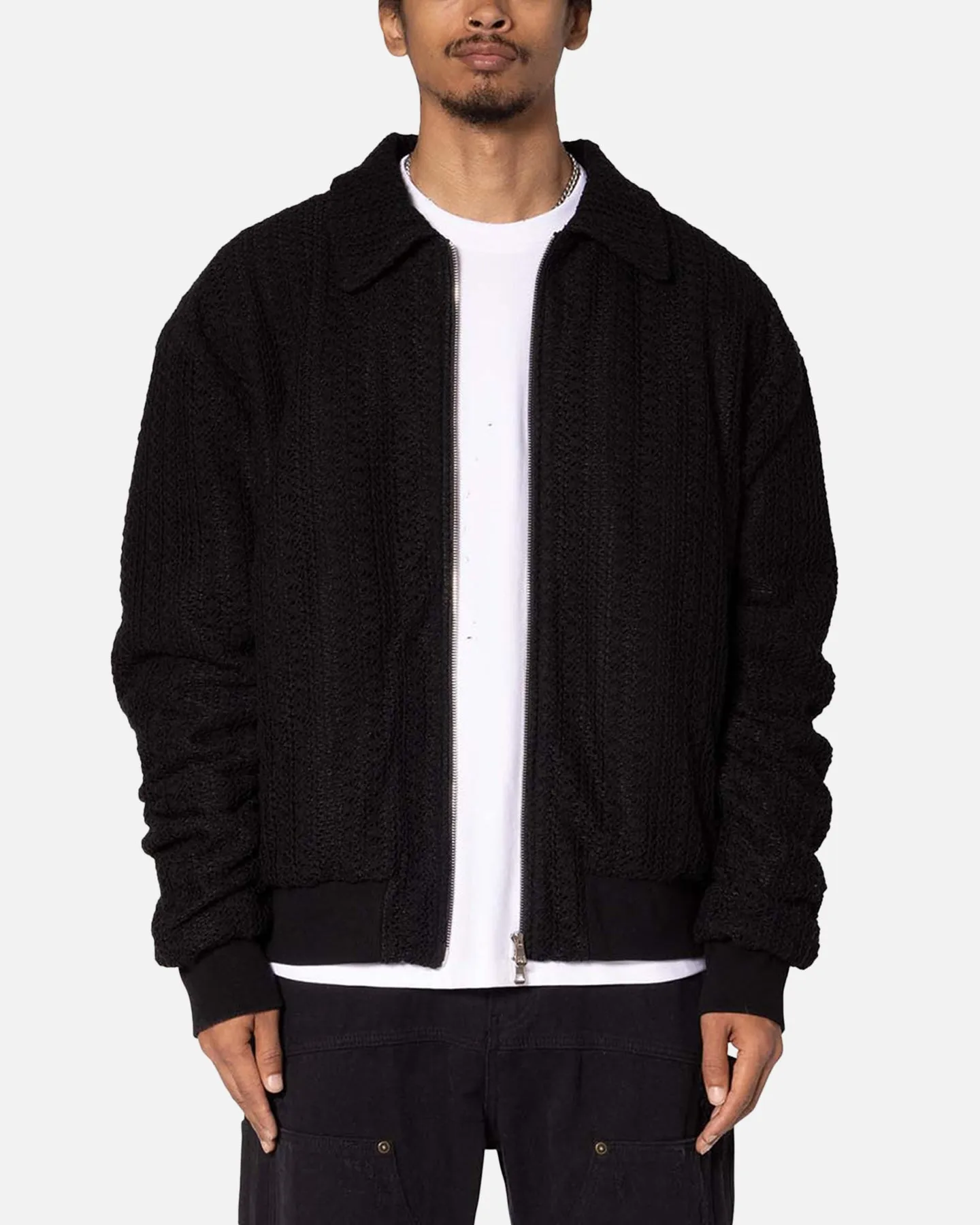 MNML Crochet Bomber Jacket Black sold by Culture Kings