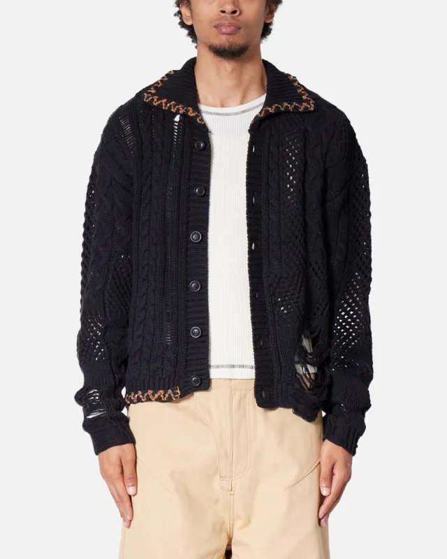 MNML Chunky Distressed Cardigan Black sold by Culture Kings