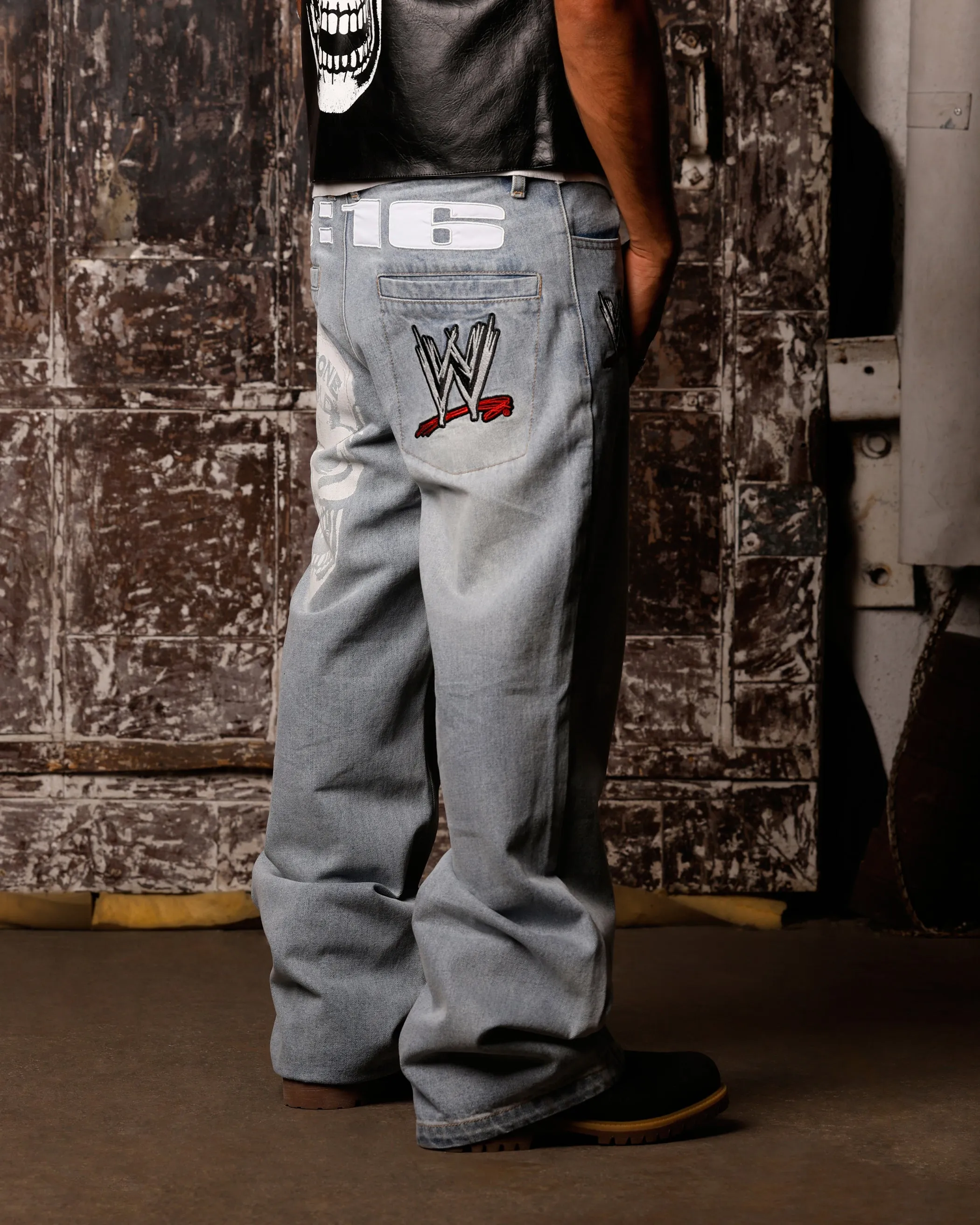 Loiter X WWE Stone Cold Washed Jeans Vintage Blue Wash sold by Culture Kings product image thumbnail 3