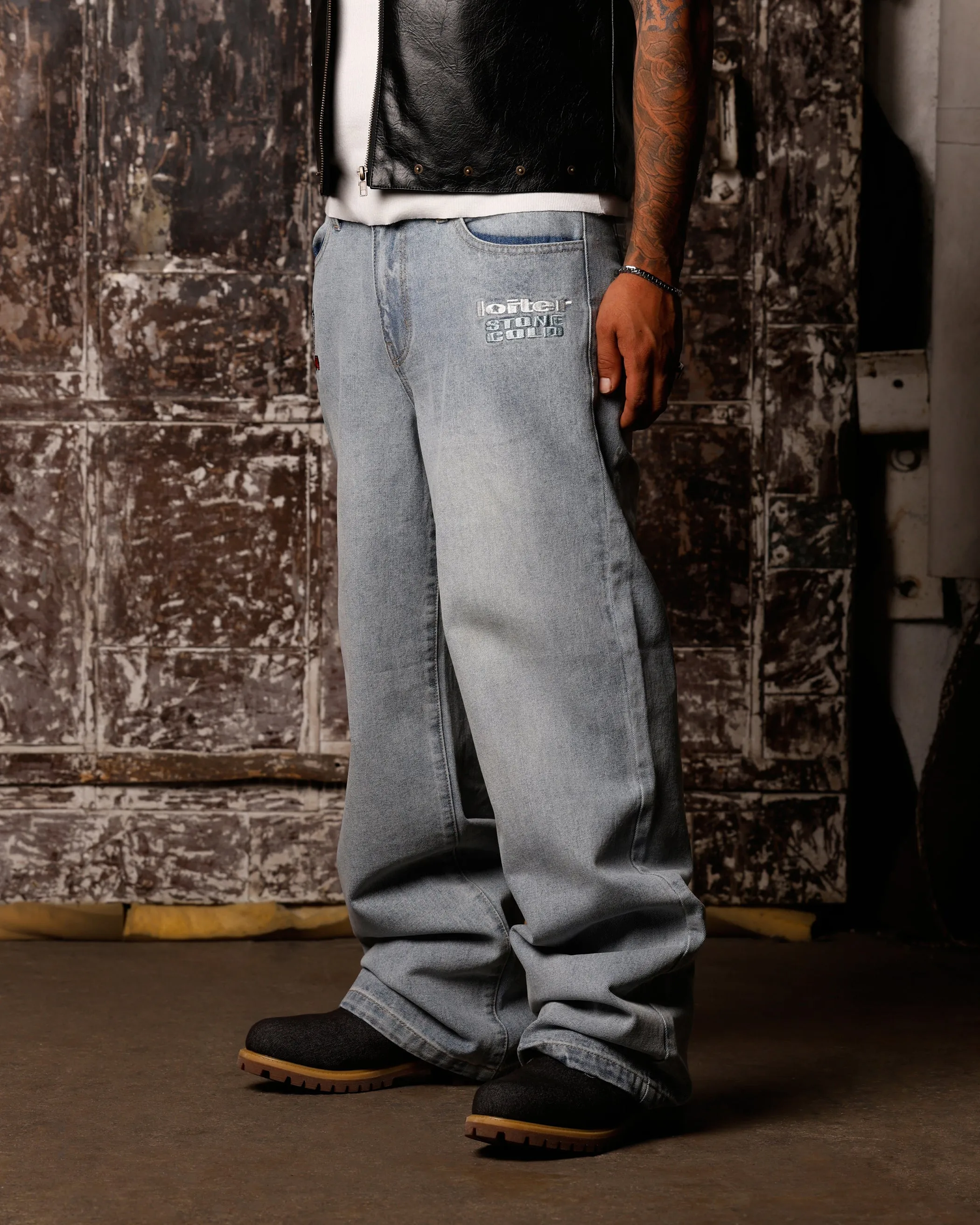 Loiter X WWE Stone Cold Washed Jeans Vintage Blue Wash sold by Culture Kings product image thumbnail 4
