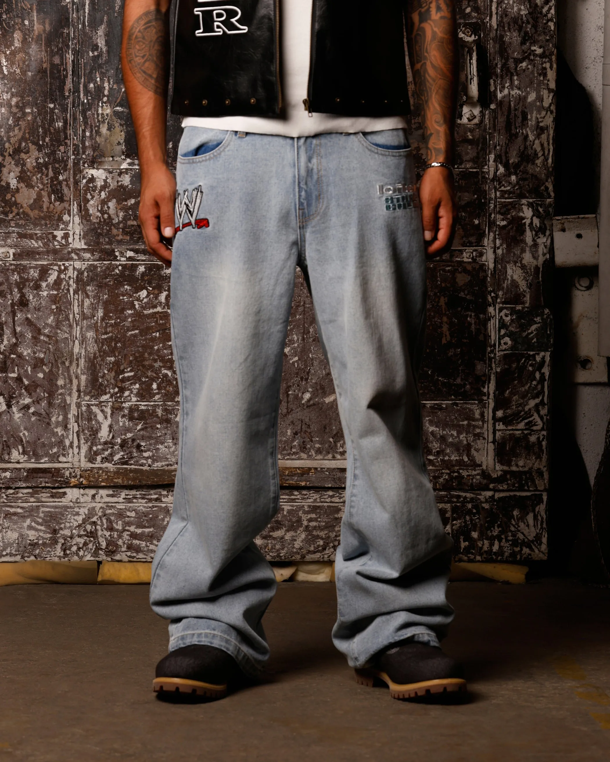 Loiter X WWE Stone Cold Washed Jeans Vintage Blue Wash sold by Culture Kings