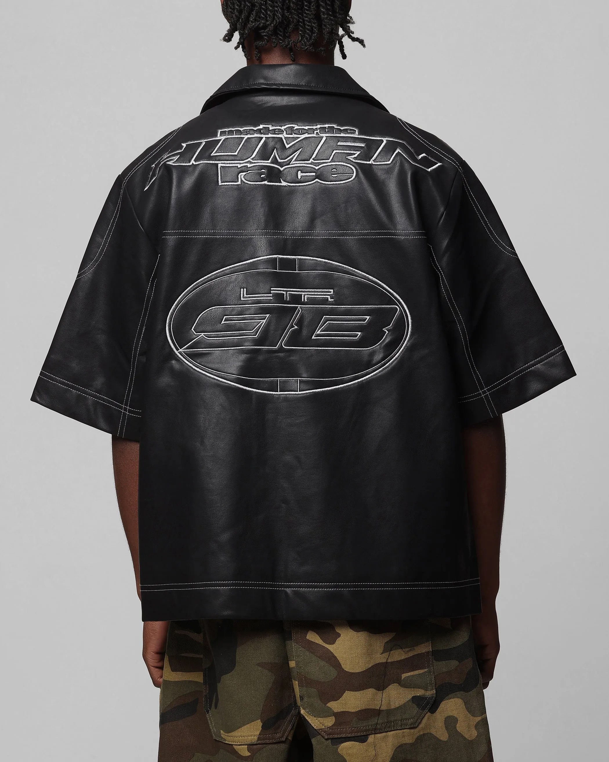 Loiter Motor PU Leather Button Up Shirt Black sold by Culture Kings product image thumbnail 2