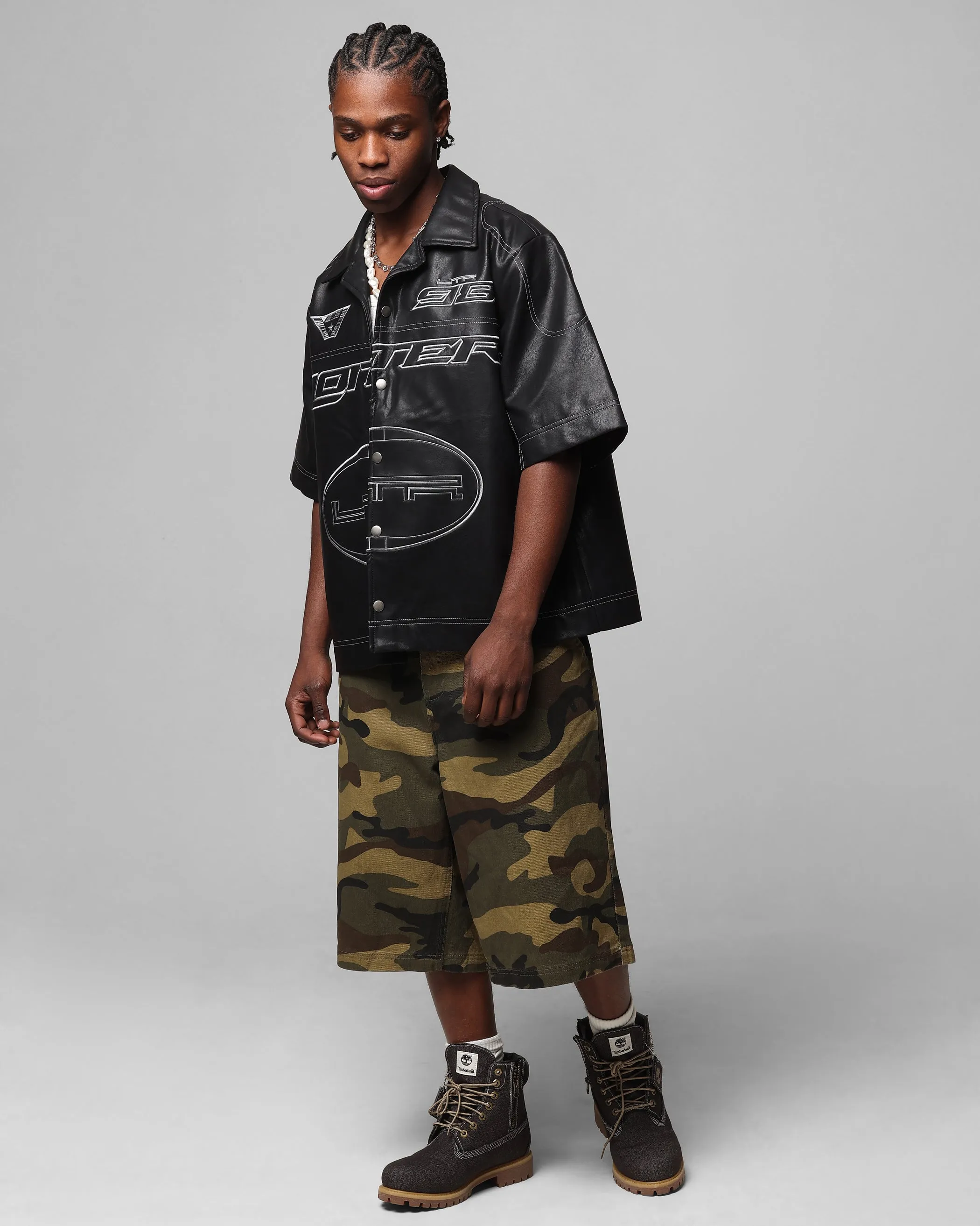 Loiter Motor PU Leather Button Up Shirt Black sold by Culture Kings product image thumbnail 3