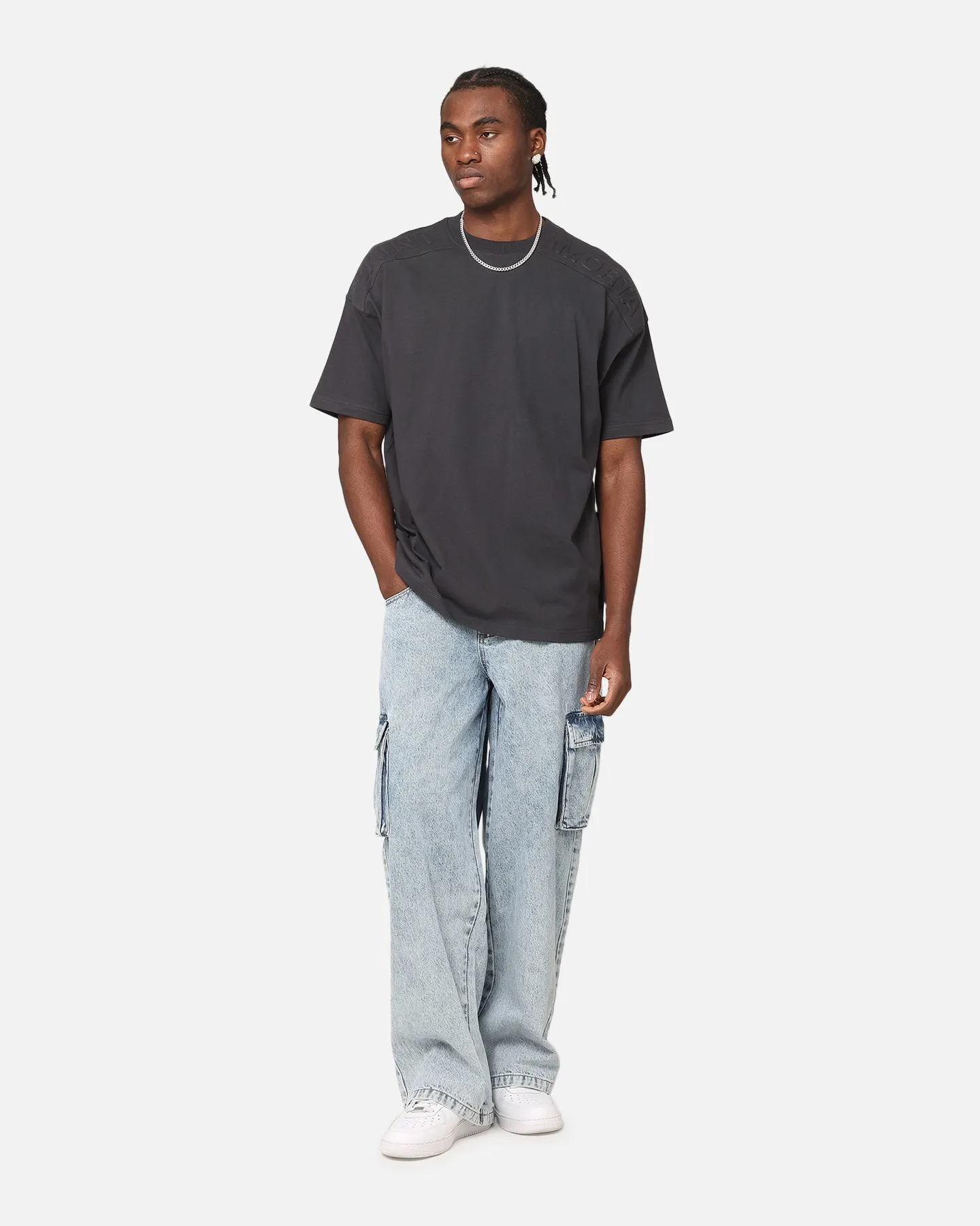 Saint Morta Emboss Boxy T-Shirt Dark Grey sold by Culture Kings product image thumbnail 2