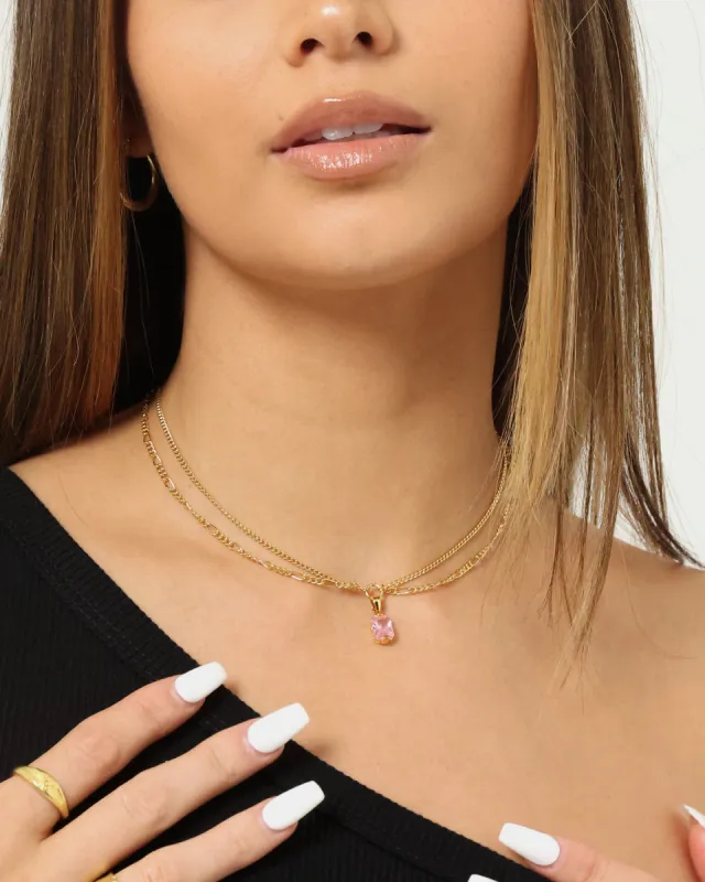 Raising Hell Women's Pendant Figaro Choker Necklace Pink/Gold sold by Culture Kings