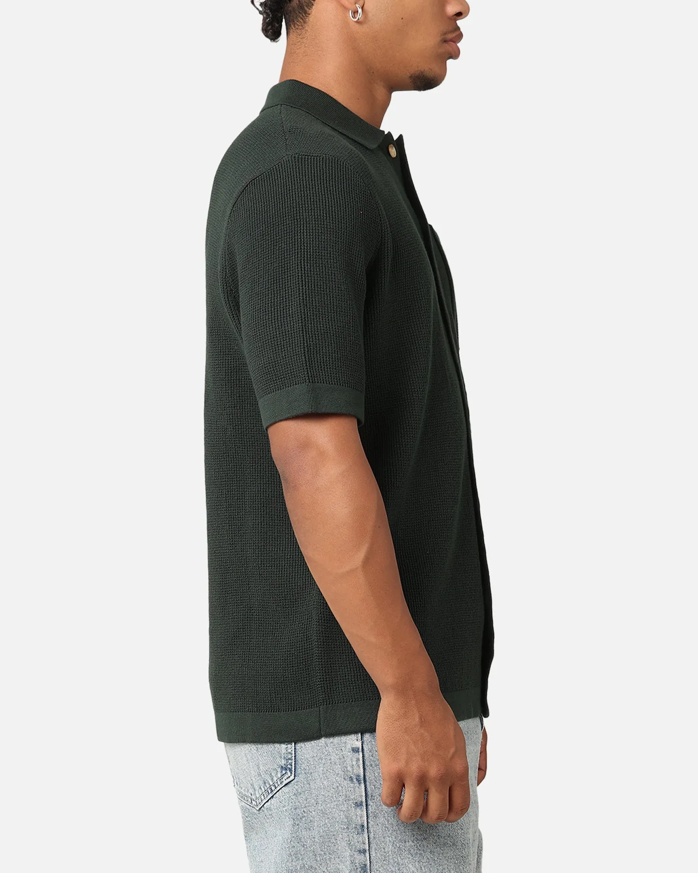 XXIII Zyair Knit Rib Button Up Shirt Dark Green sold by Culture Kings product image thumbnail 4