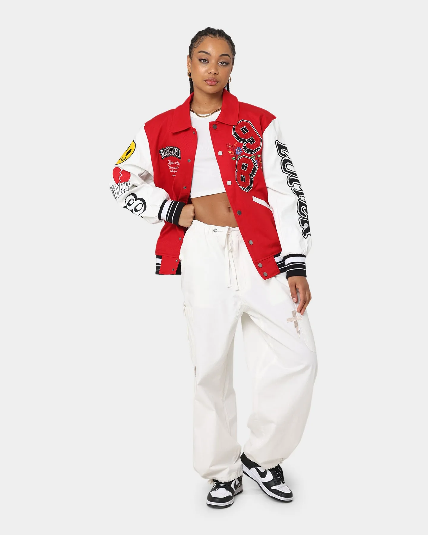 Loiter Flaws Varsity Jacket Red/Off White sold by Culture Kings product image thumbnail 3