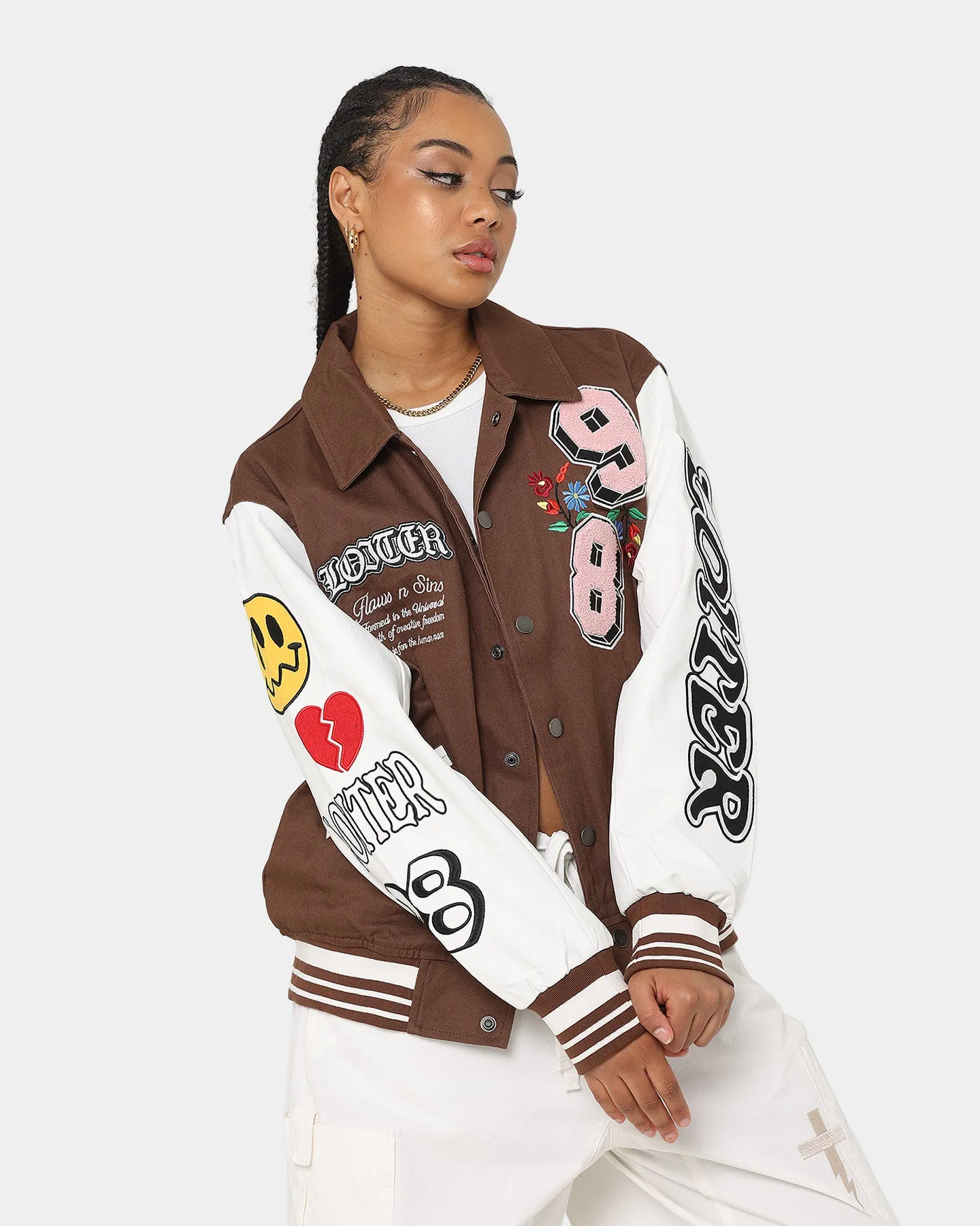 Loiter Flaws Varsity Jacket Brown/Off White sold by Culture Kings product image thumbnail 5