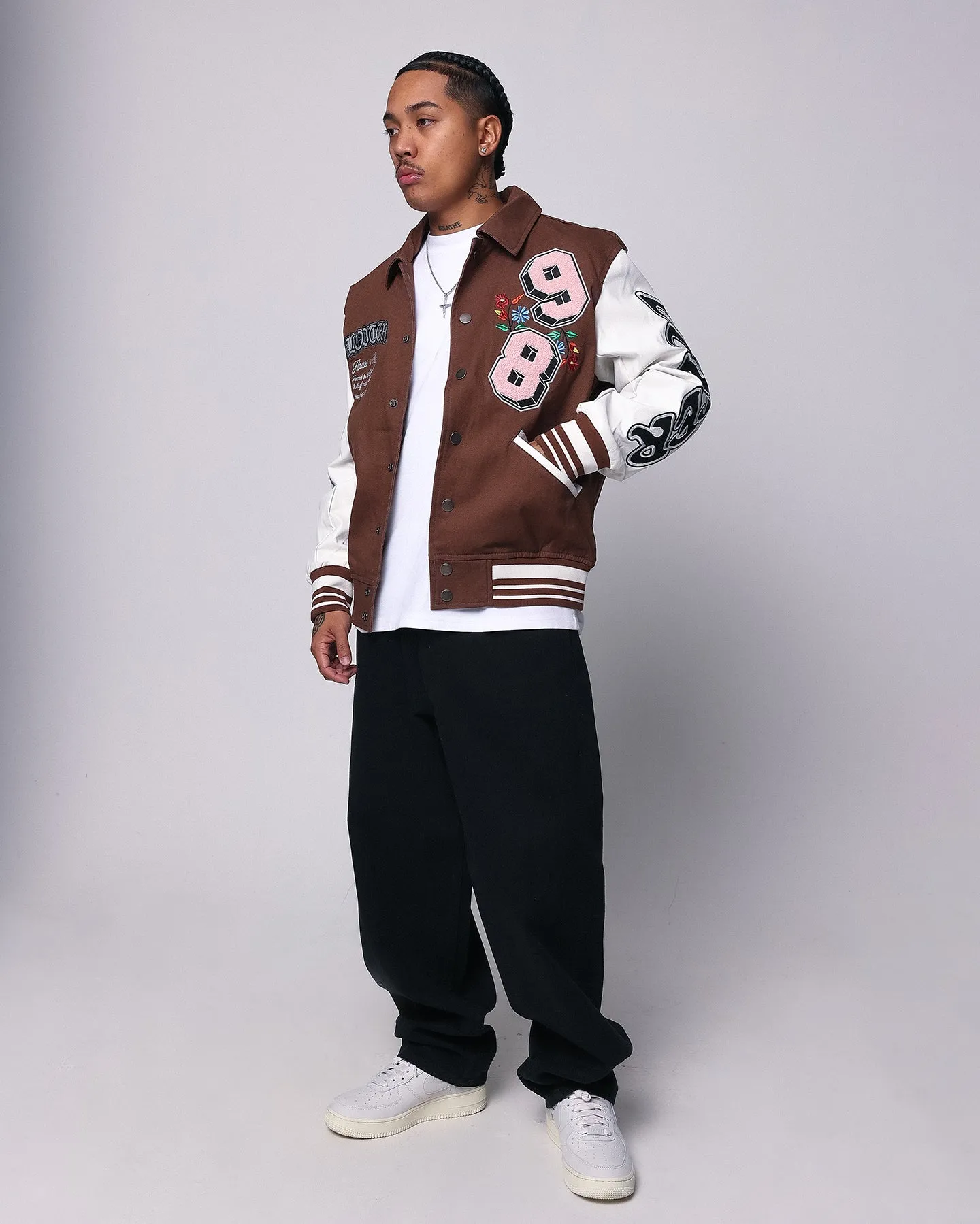 Loiter Flaws Varsity Jacket Brown/Off White sold by Culture Kings product image thumbnail 4